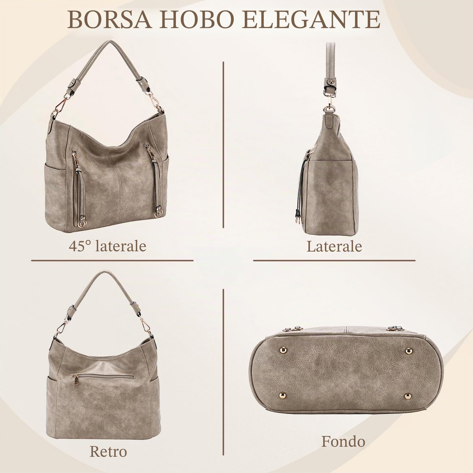 Chase Chic Borsa Donna Borse a Tracolla Borse a Mano Hobo Bauletto in Pelle PU Impermeabile Borse a Spalla Portafoglio
