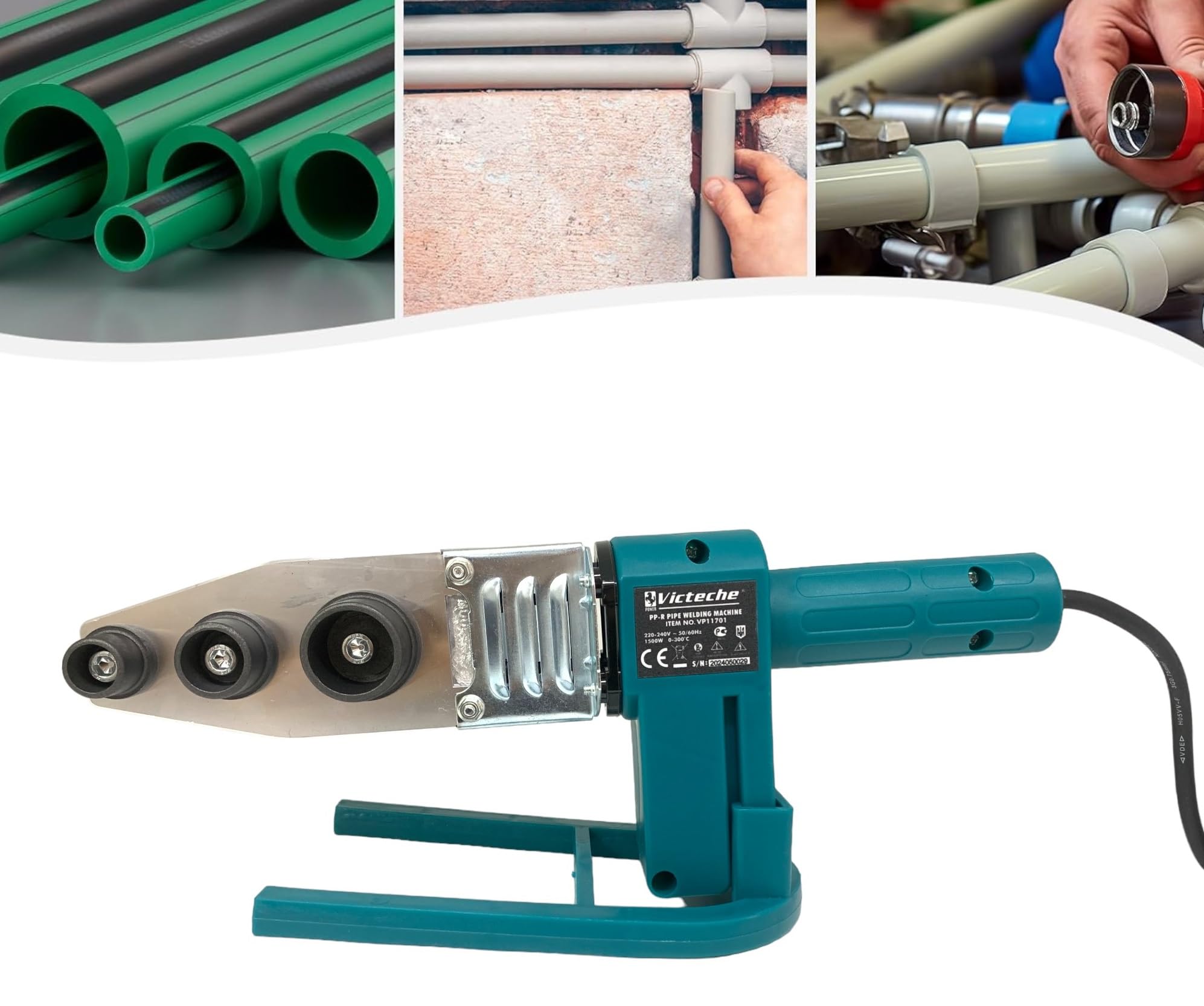 Polifusore Saldatore 1500W Salda Tubi con 6 Matrici Stazione Saldante per Saldare Tubi Plastica, PVC, Polipropilene 20-32mm