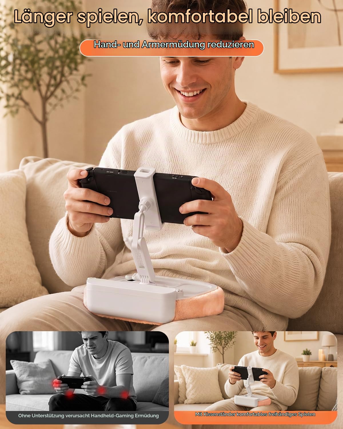 iPad Kissenständer für Bett & Schoß – [270° 360° verstellbar][abnehmbar], freihändiger Tablet-Halter mit Snackschalen, Pink, kompatibel mit 5,4-8,8" iPad, Kindle, Handy, Switch