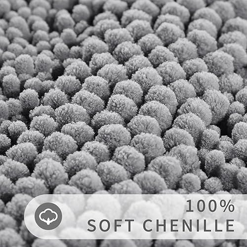 Miniatura 3 de YimobraLuxuryChenilleShaggyBathroomRugSet,2PackSoftFluffyPlushBathMat,ExtraThick,Non-Slip,WaterAbsorbent,MachineWashable,BathMatsforBathroom(Grey,20"x32"+17"x24