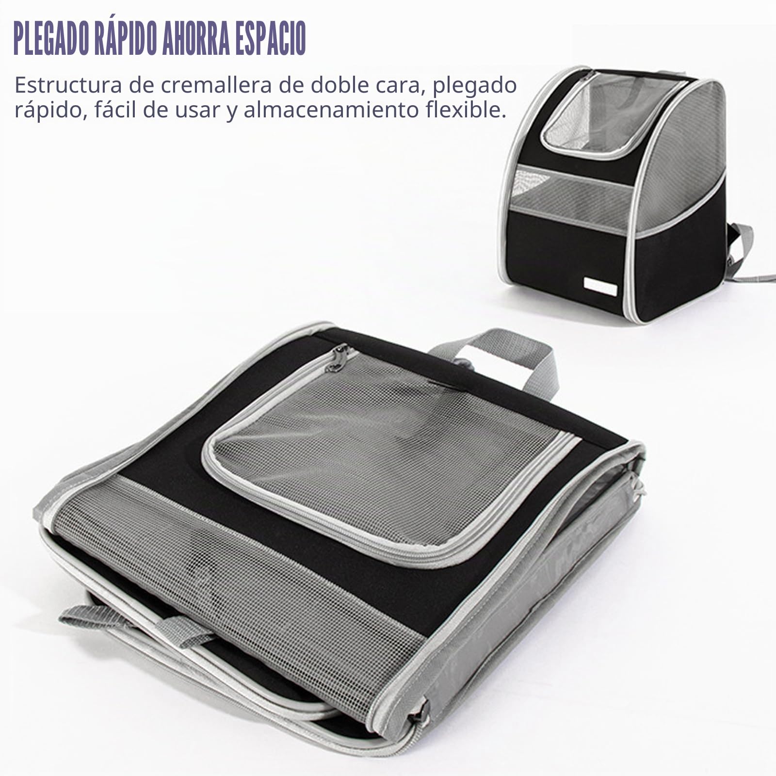 Mochila para gatos con ventana de red: mochila grande para gatos de hasta 8 kg, mochila para perros plegable para gatos, perros, bolsa para gatos con correa de seguridad interior y alfombrilla para