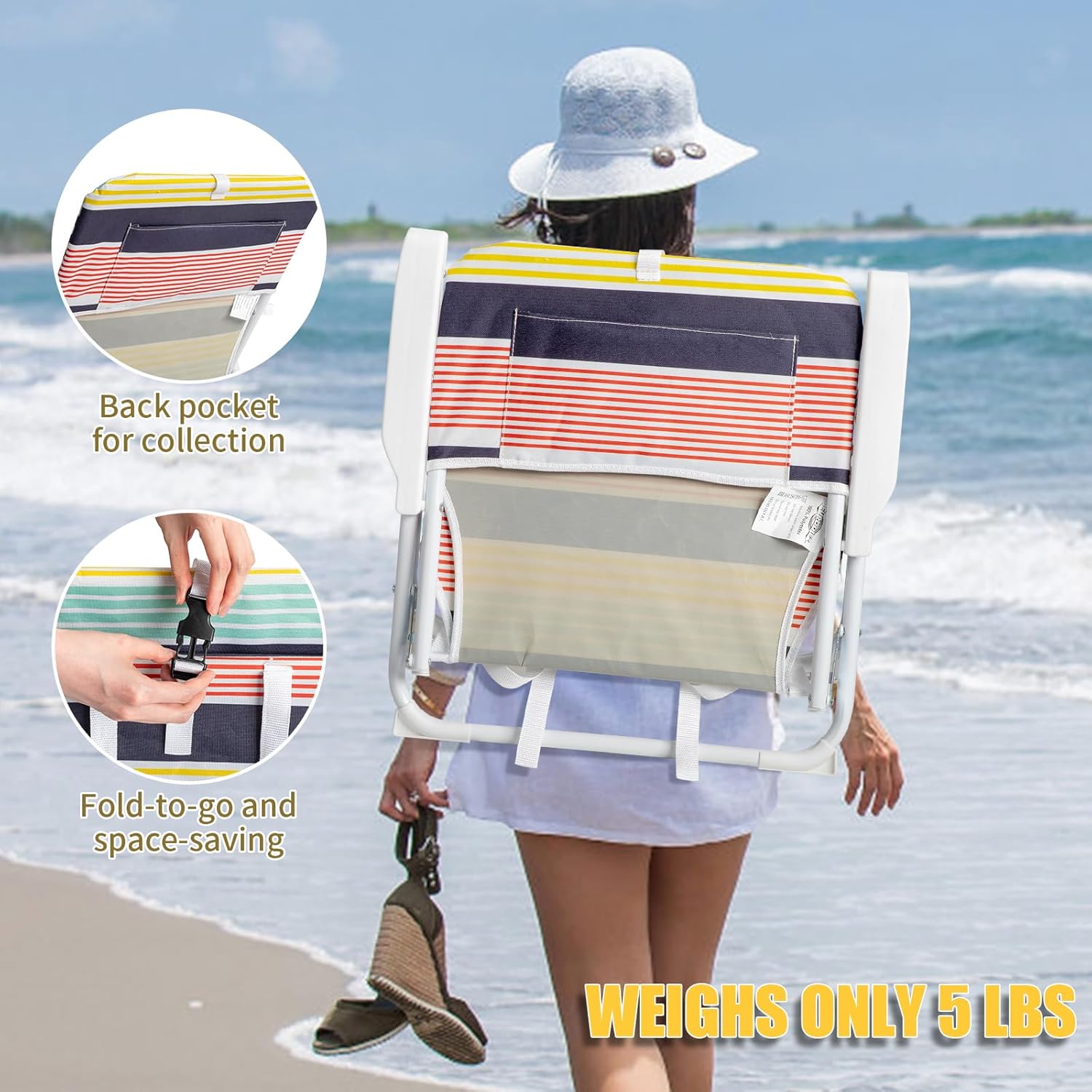 56 * 60 * 63cm 100kg Oxford Cloth White Iron Frame Beach Chair Color Small Size