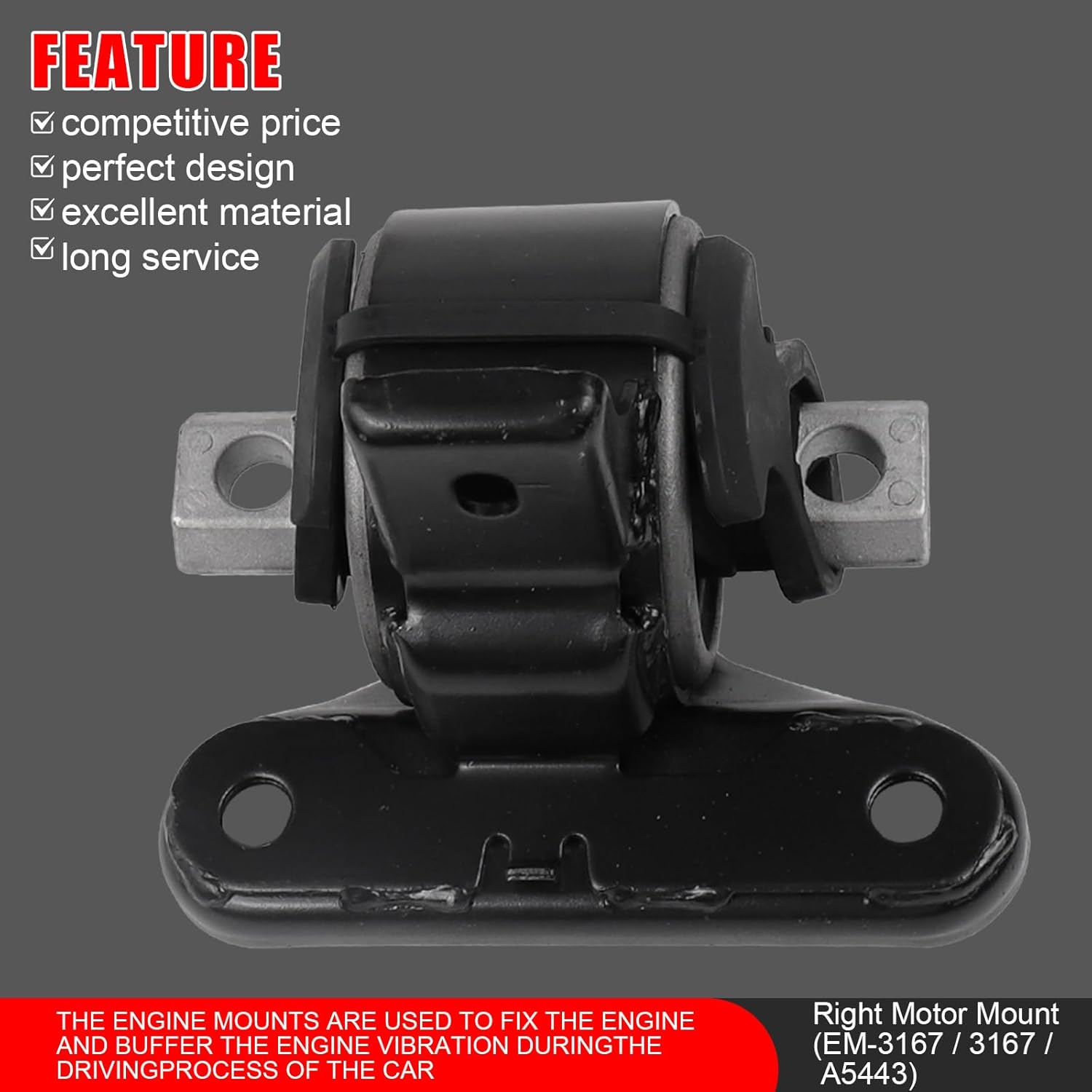 Engine Motor Mount & Trans Mount Compatible with 2011-2019 for Dodge Journey 3.6L FWD 2011-2014 for Dodge Avenger, for Chrysler 200 3.6L Replacement for 3274 3167 3256 3246 A5551 A5443 A5632 A5543