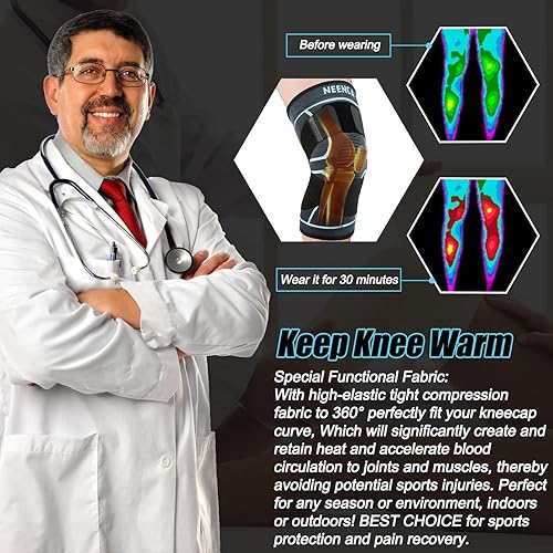 Miniatura 3 de NEENCA Rodilleras para dolor de rodilla, paquete de 2 rodilleras para aliviar el dolor, mangas de compresión de rodilla con correas ajustables para