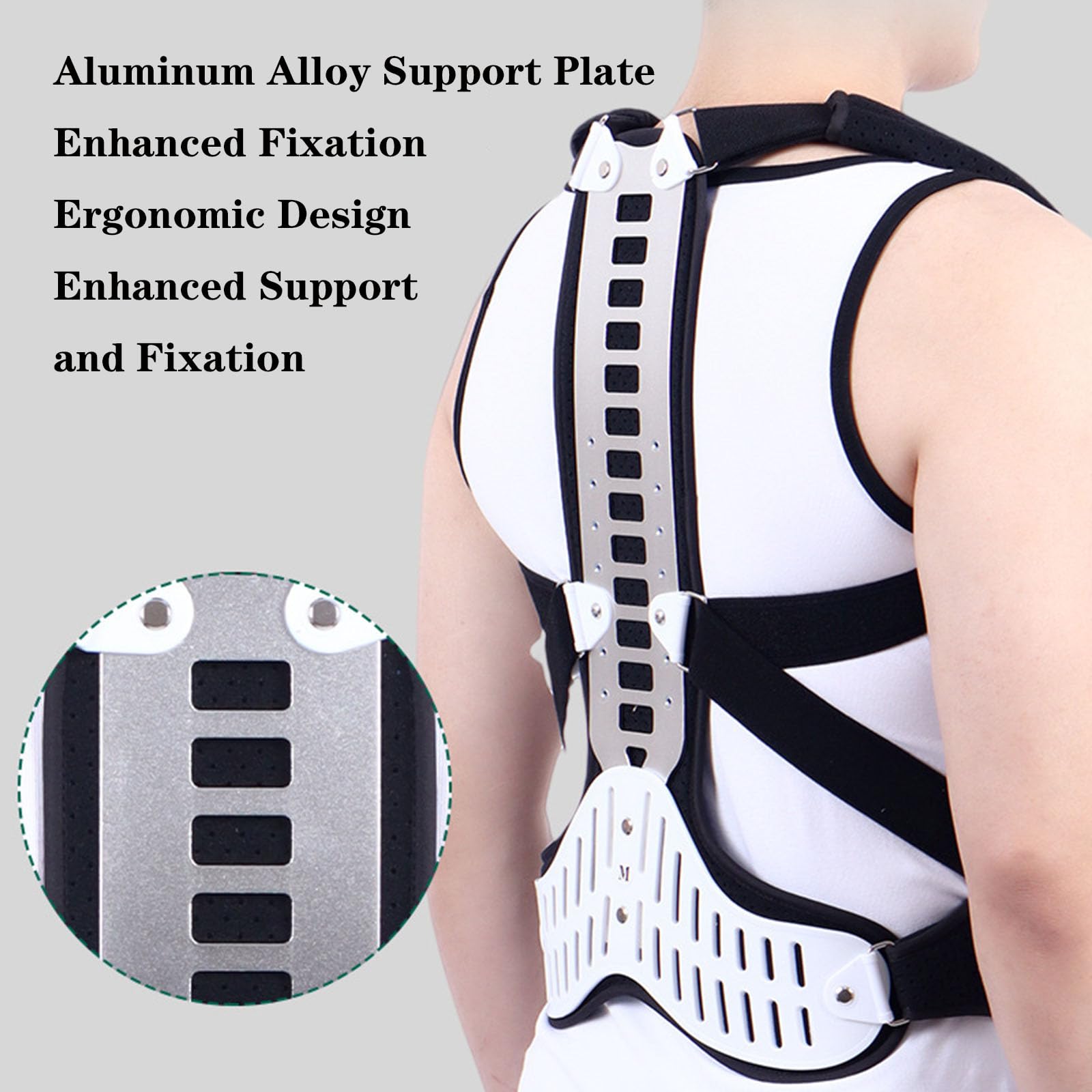 SFKLYU Corrector Postura Ajustable, Ortesis Ajustable para la Columna Vertebral, Corrector de Espalda para Joroba, Cifosis y Compresión Vertebral,M