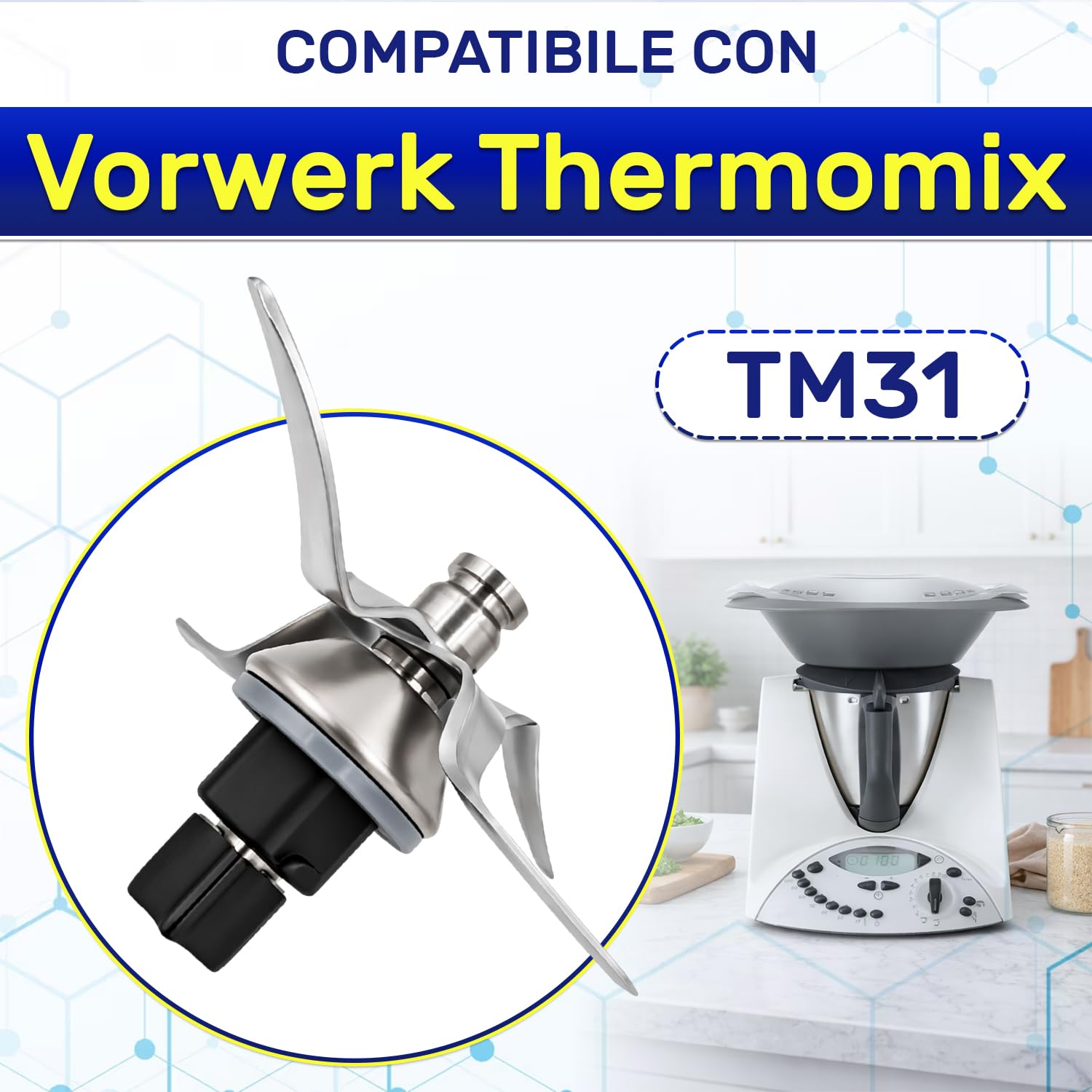 MONTERAL Gruppo Coltelli per Bimby TM31 con Guarnizione - Lame è Realizzato in Acciaio Inox per Vorwerk Robot da Cucina - Garanzia di 10 Anni