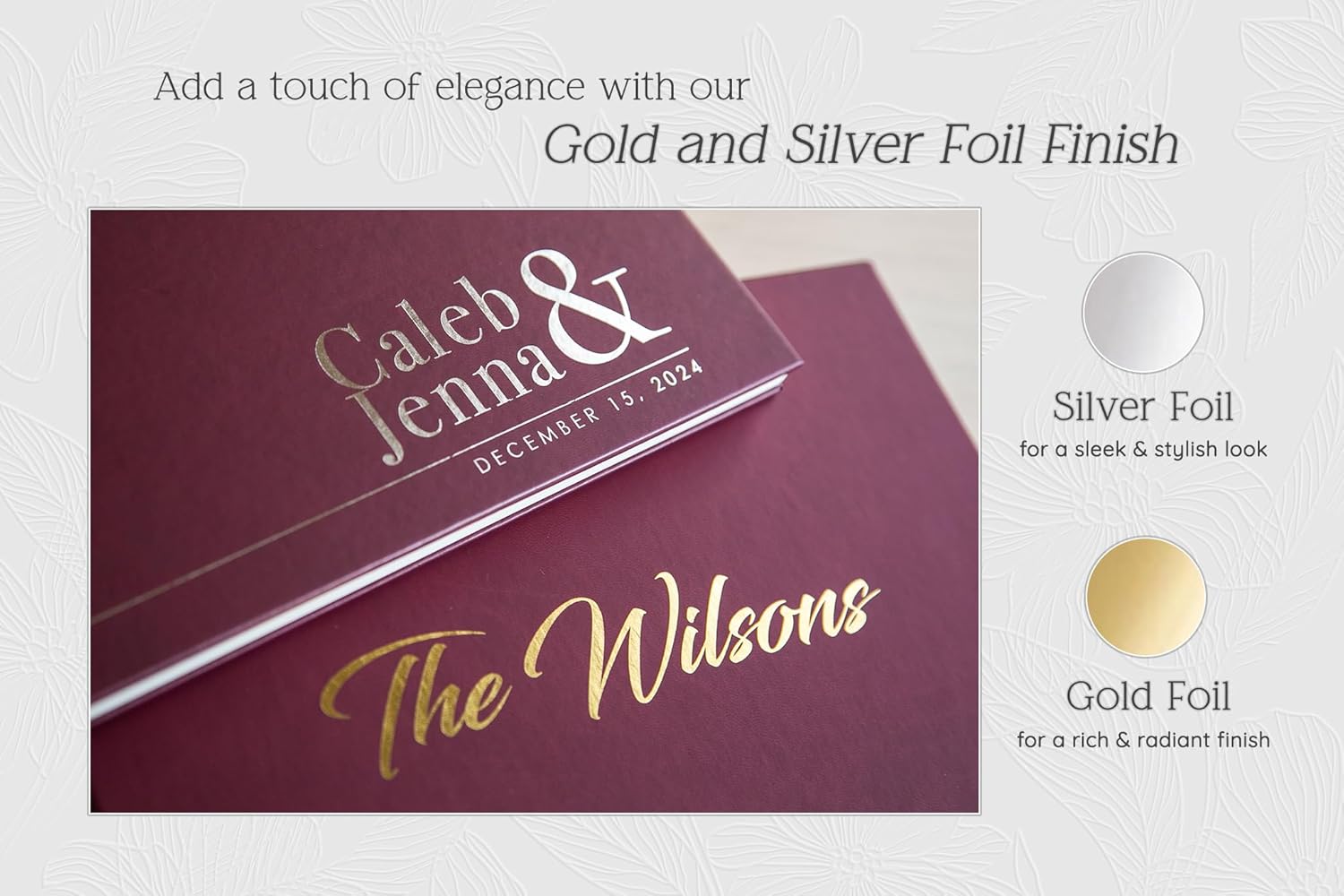 Personalized Foil Wedding Guest Book - 11.5 x 8.5 Custom Black Colored Guestbook with Customizable First Last Name Date Cover, Hardcover Polaroid Book for Sign in at Reception Baby Bridal Shower Party