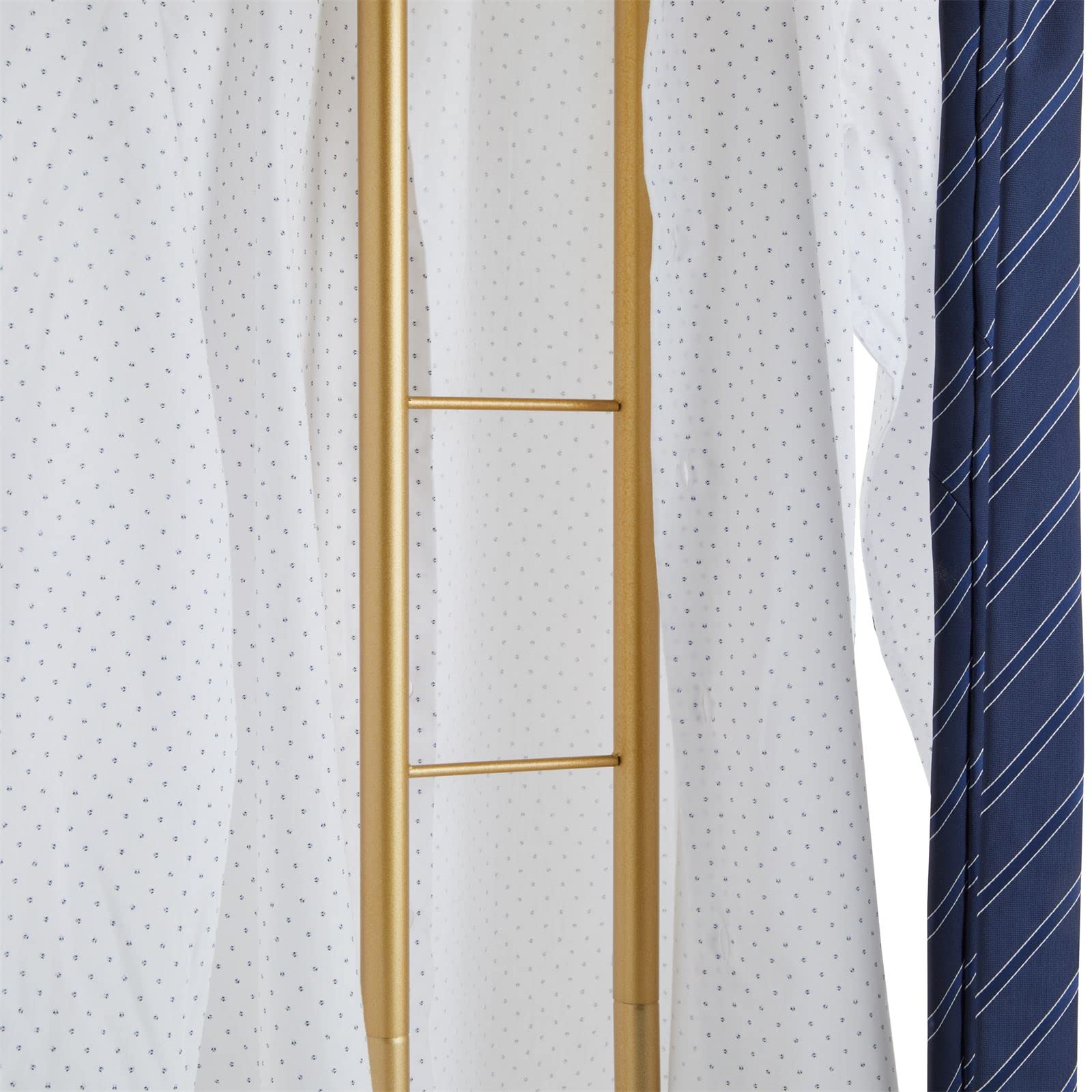 IDIMEX Valet de Chambre Valet de Nuit Camilo chevalet de Nuit avec Cintre pour Veste et Portant pour Pantalon et Autres vêtements, en métal laqué Or