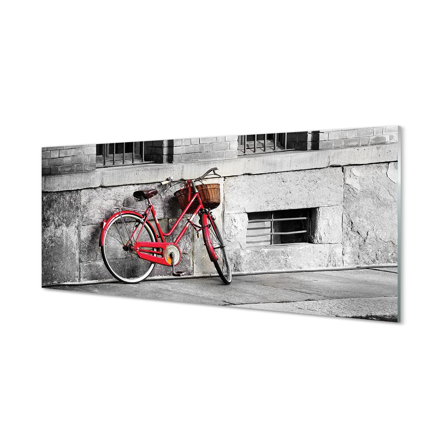 Vélo rouge impression sur verre acrylique grand tableau decoration murale