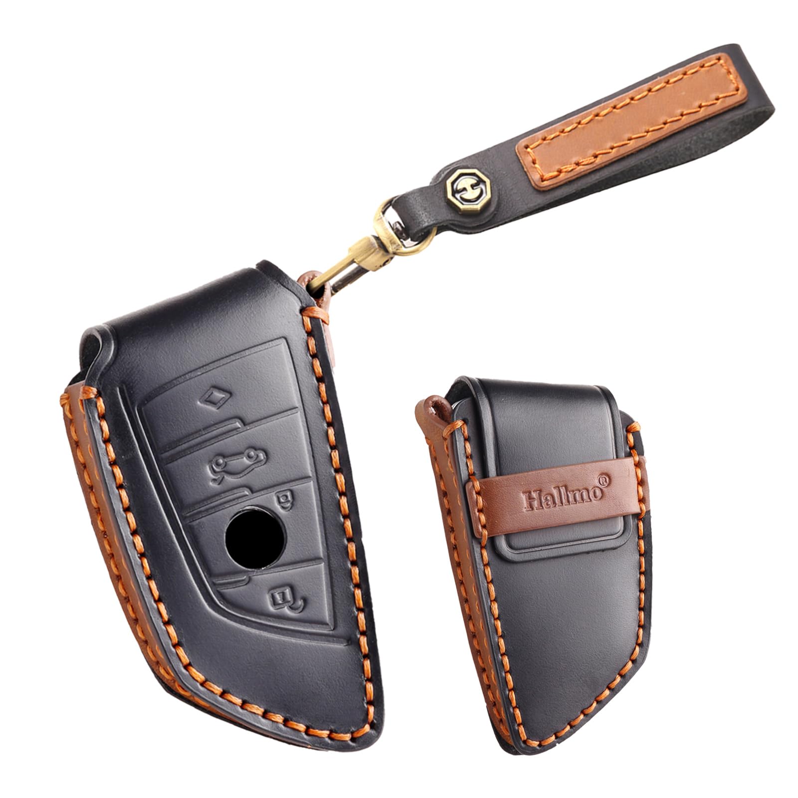 Smart etui na klucze, pasuje do BMW 1, 2, 3, 4, 5, 6, 7 serii X1, X2, X3, X5, X6, skórzany, etui ochronne, etui na kluczyki samochodowe, brelok do kluczy, pilot zdalnego sterowania, 4