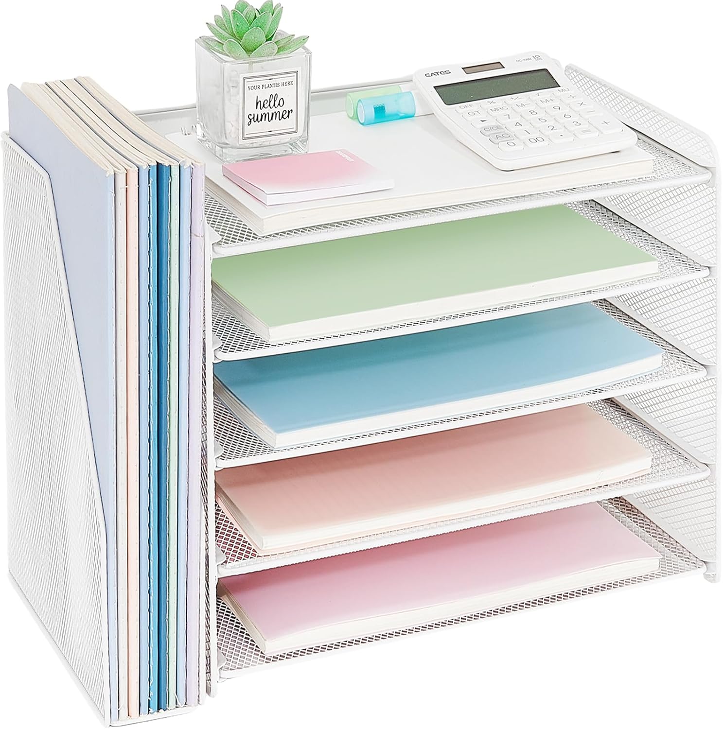 5-Tier EliteStack Desk Organizer with Vertical File Holder