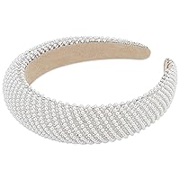 Vista 1 de YISSION 1 diadema de perlas blancas para mujer, banda antideslizante con diamantes de imitación, diadema con cuentas brillantes, diademas acolchadas