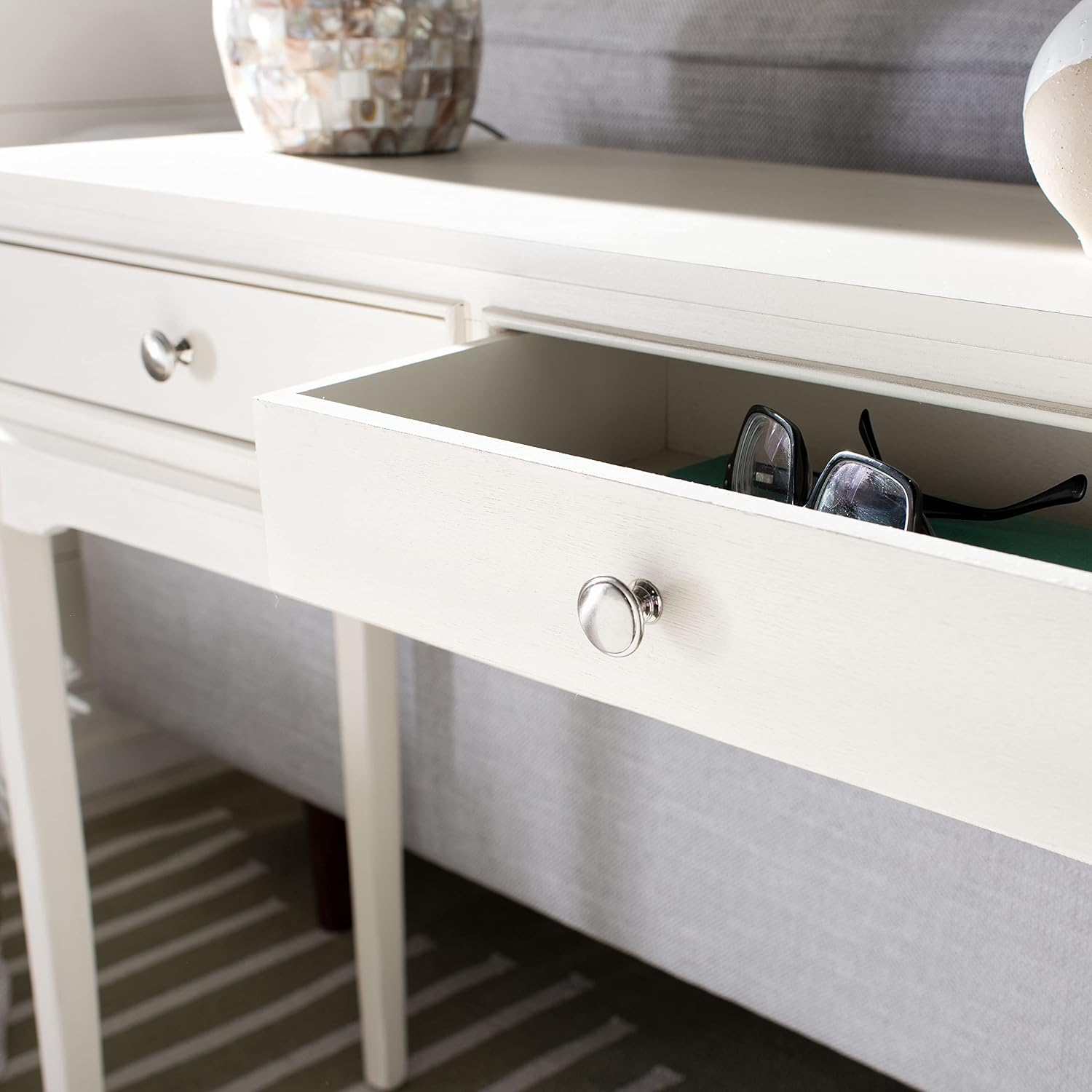 Safavieh Home Collection Opal Distressed White 2-Drawer Console Table