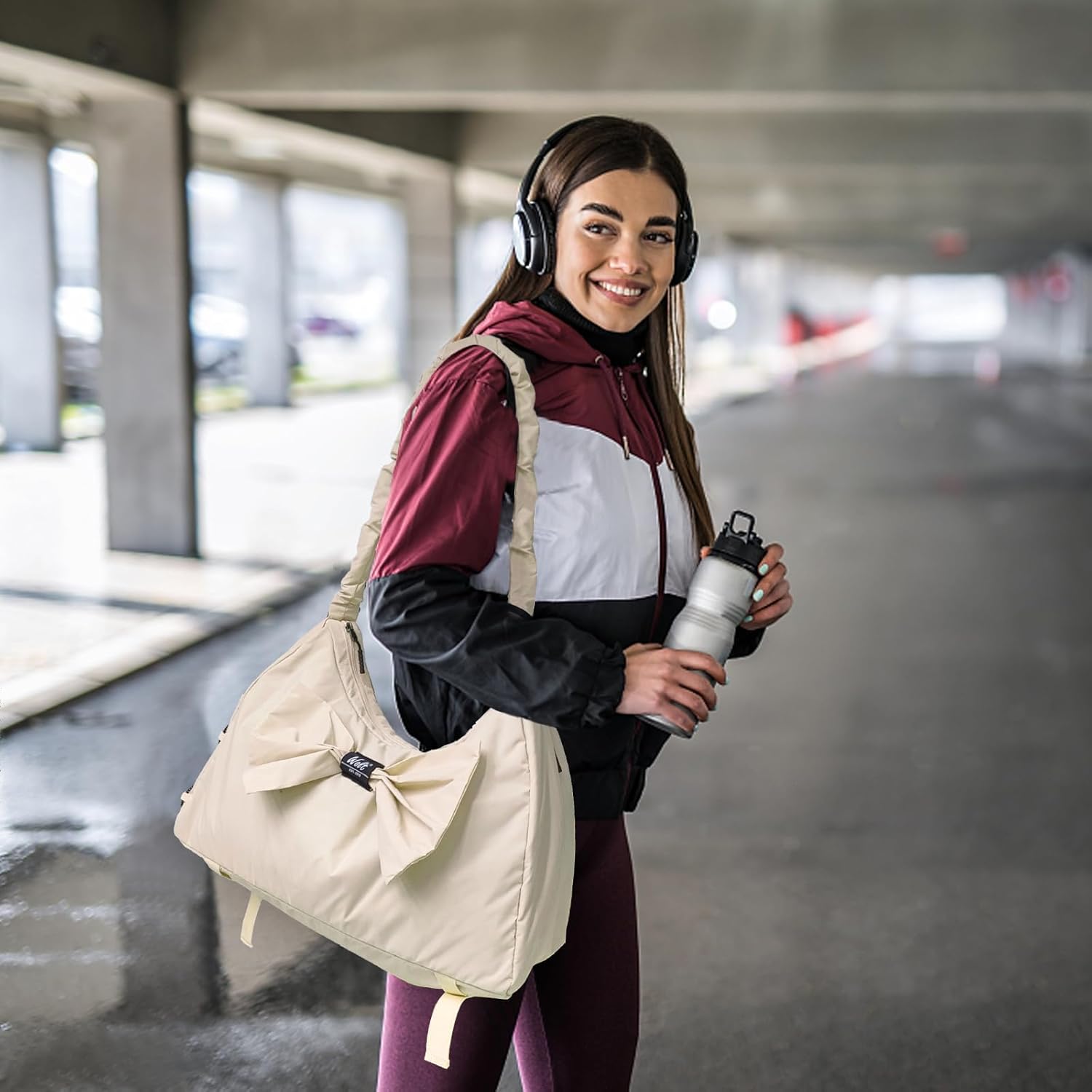 WOLT Gym Bag For Women, Yoga Mat Bag with Shoes Compartment, Wet Pocket and Water Bottle Pocket