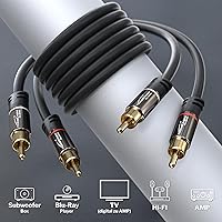 Vista 2 de CableDirect - Cable RCA/Phono de 20 pies, 2 × 2 enchufes, cable de audio estéreo, calidad de sonido prácticamente a prueba de roturas y impecable