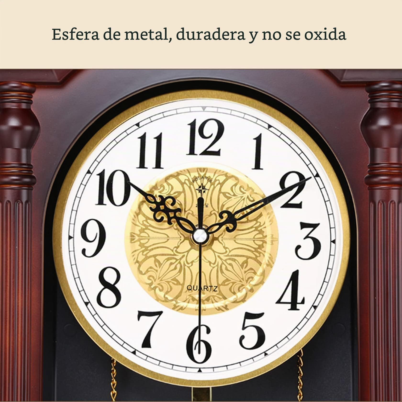 Reloj de pared silencioso de cuarzo con péndulo de 60 cm, diseño retro decorativo para decoración del hogar