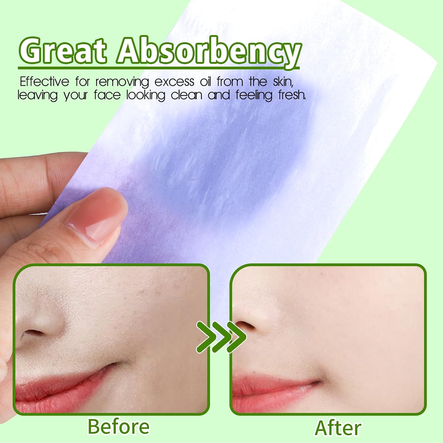 300 Sheets Blotting Paper, HNYYZL Oil Absorbing Sheets for Oily Skin, Oil Control for Face, Makeup Blotting Paper, Natural Oil Absorbing Facial Blotting Sheets for Oily Skin Care (Pack of 3)