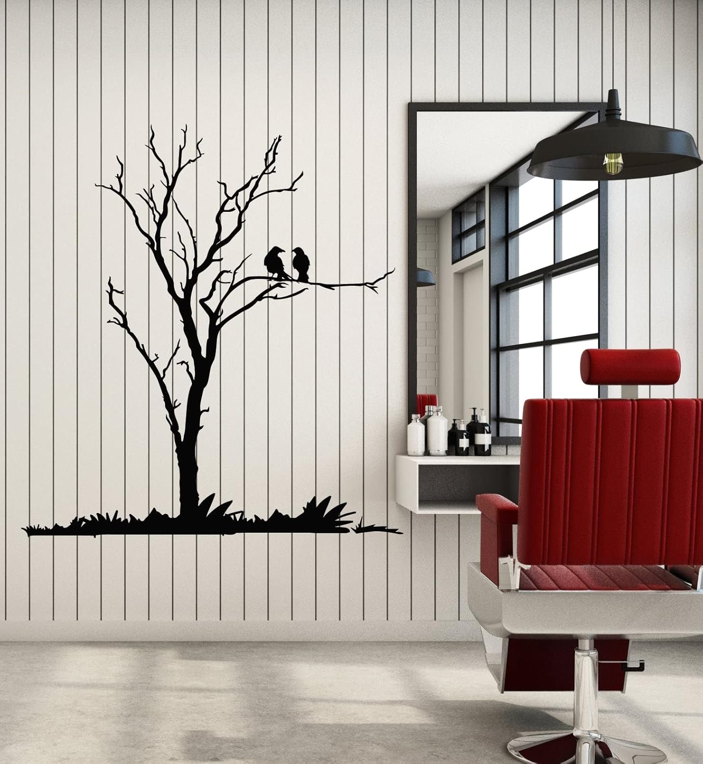 Large Vinyl Wall Decal Raven Birds Gothic Style Tree Decoration Nature Stickers Mural (g6517) Black