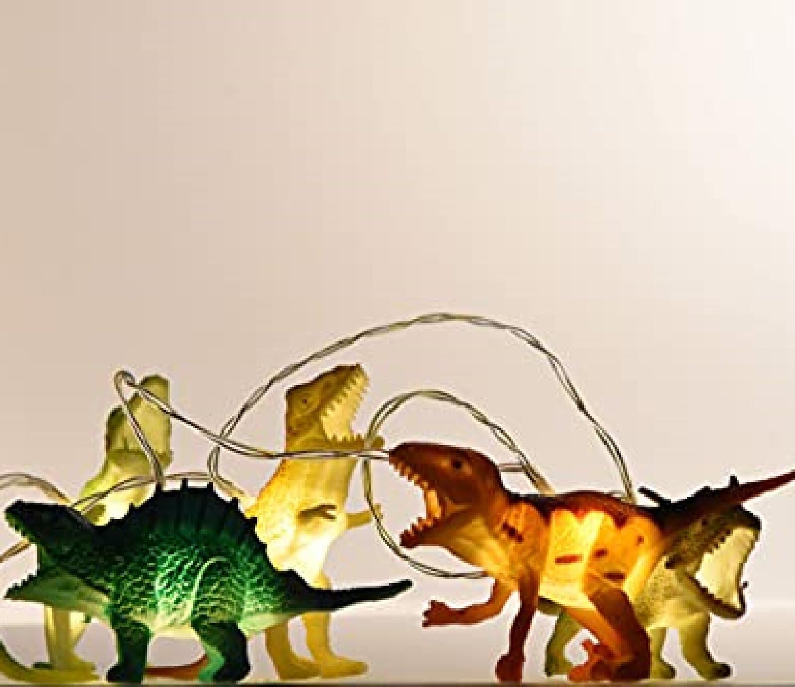 LED Dinosaur String Lights - Battery Operated, Perfect for Boys Room Decor, Christmas Party Supplies, Tent, Garden, Tree Decoration
