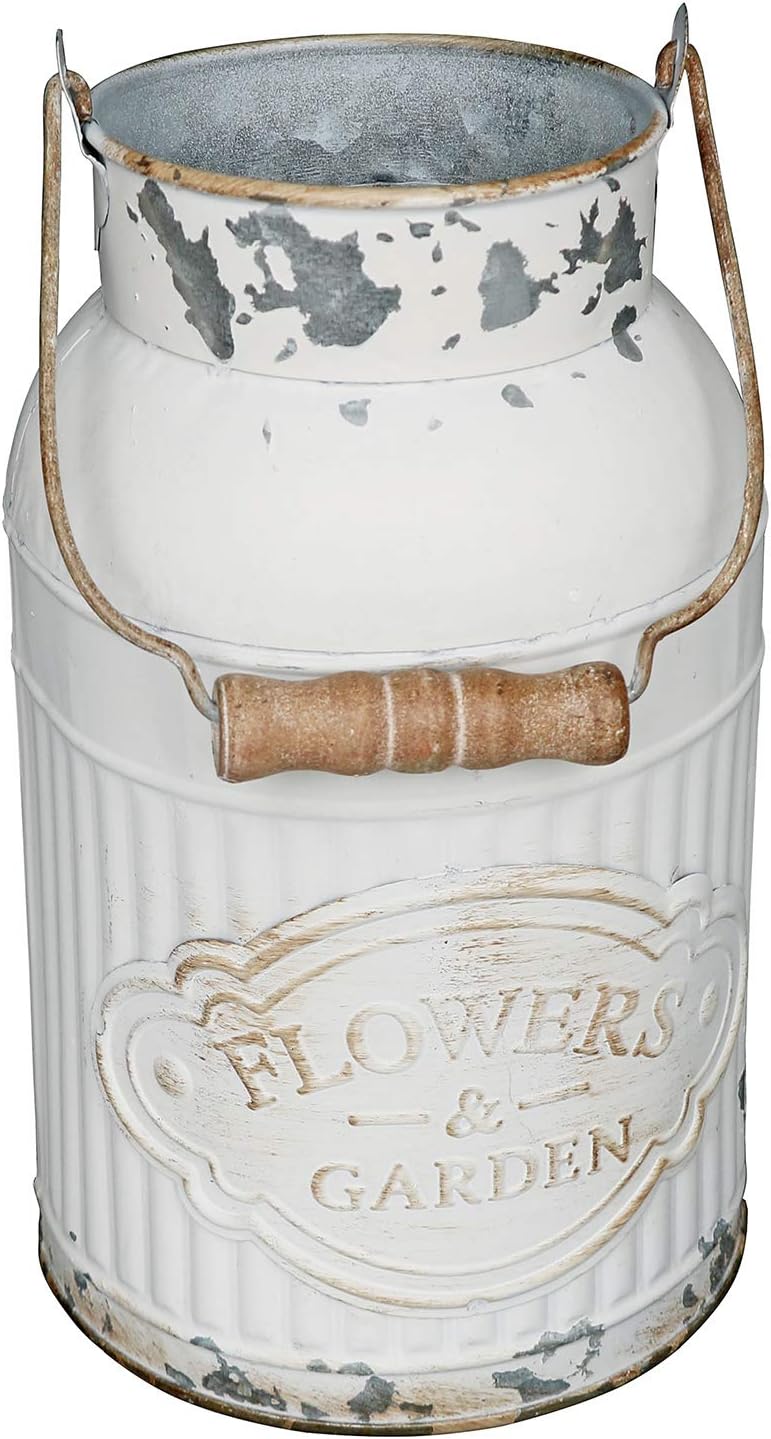 VANCORE Shabby Chic Metal Milk Jug Planter Metal Vases for Decor Rustic