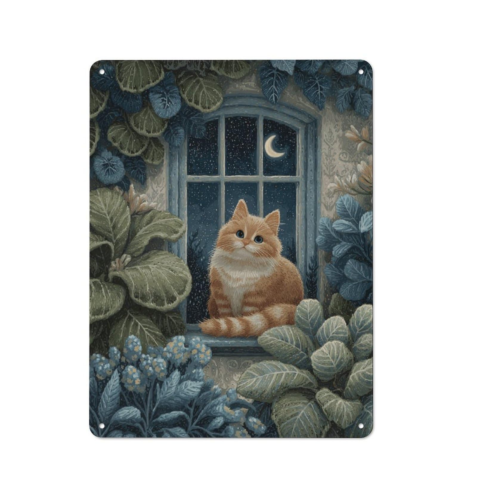 Junmoney Whiskered Night Watcher Tin Sign 40X30cm For Pub Or Café, Vintage Wall Decor, For Café Interior Fans, For Retro Home Interiors