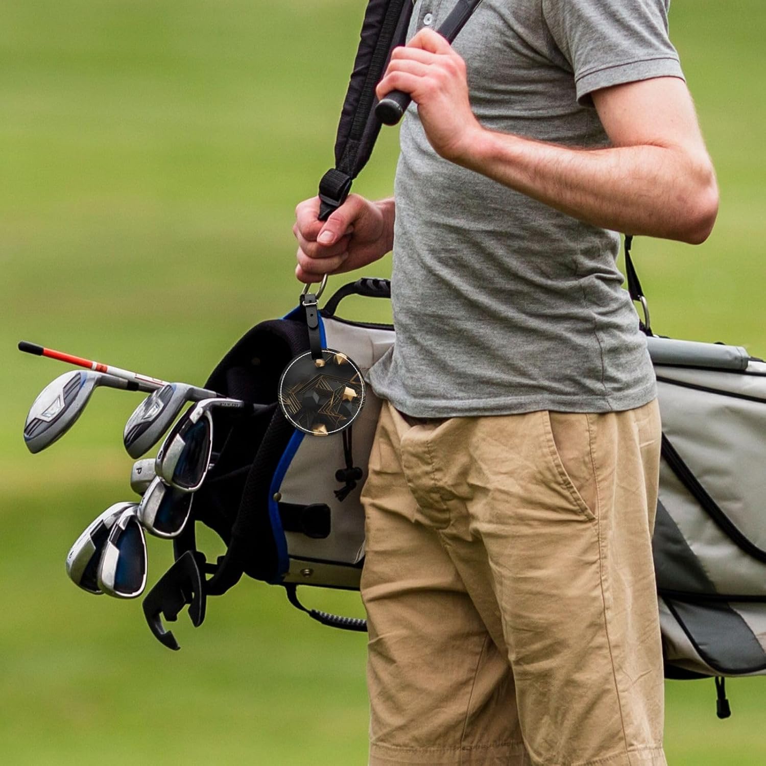 Black and Gold Plaid Black Printed Golf tee Storage Bag - for Men only, Durable PU Material, Easy to Carry, Enhance The Golf Experience