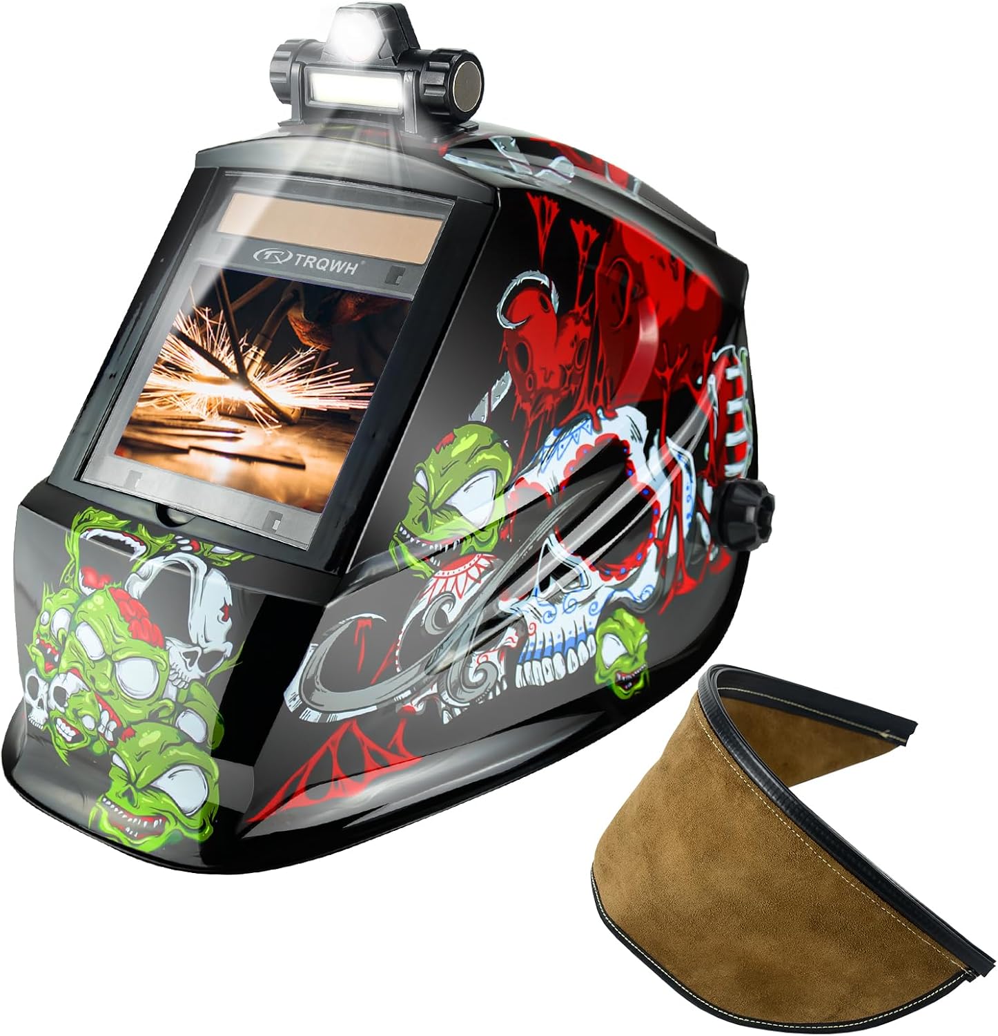 TRQWH Large View Welding Helmet Auto Darkening True Color Welding Hood & Welding Helmet Bib