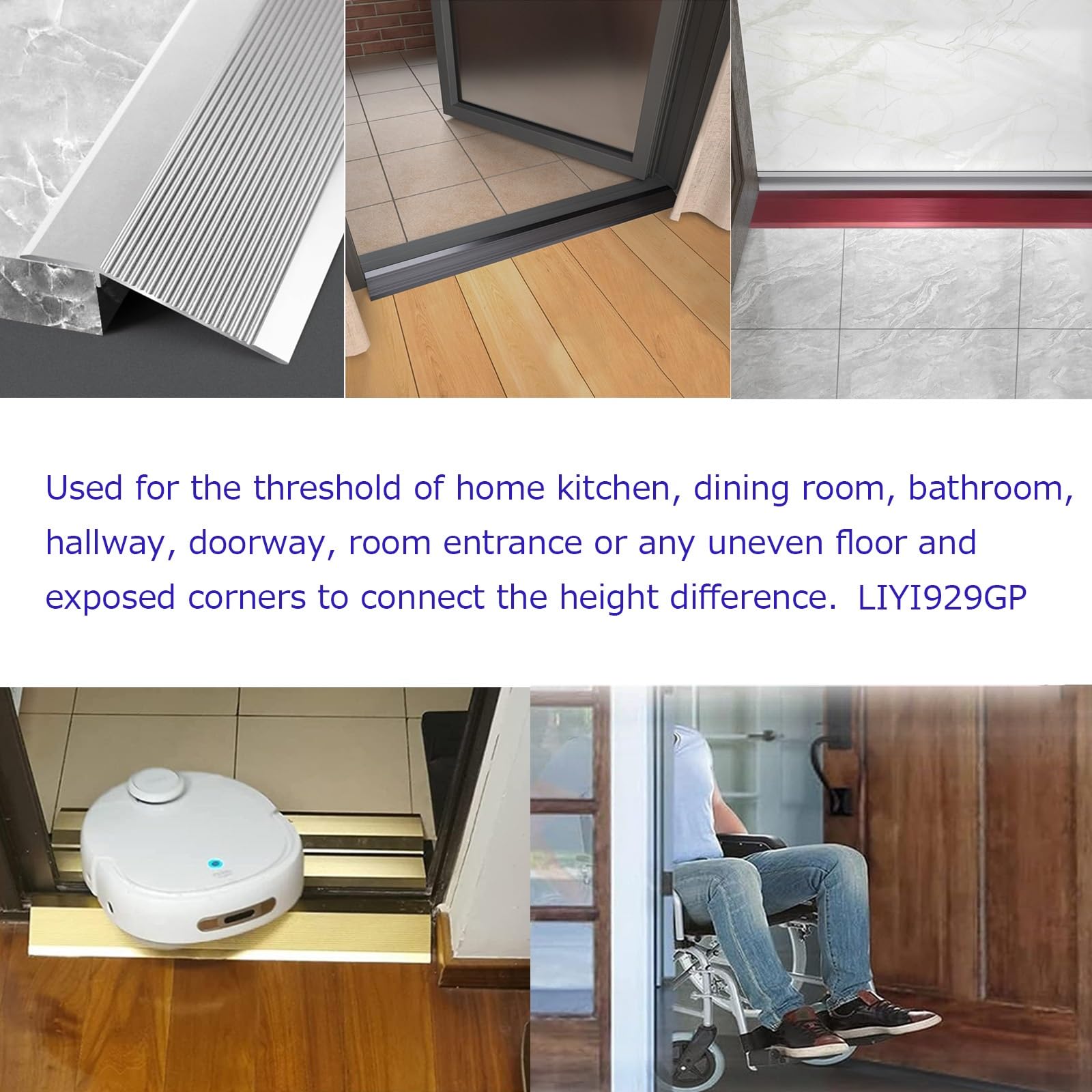 LIYI929GP Perfil De Transición Tira De Piso De Alfombra, Tira De Borde De Umbral Listón De Transición Autoadhesiva, Cubrecantos Embellecedor para Uniones De Madera, Parquet, Tarima, Mármol Y Azulejo