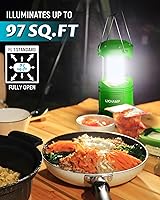 Vista 2 de Lichamp Paquete de 4 linternas LED para acampar, luces de campamento con pilas, linterna plegable LED, kit de suministros de emergencia portátil