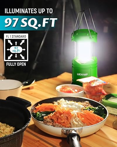 Miniatura 2 de Lichamp Paquete de 4 linternas LED para acampar, luces de campamento con pilas, linterna plegable LED, kit de suministros de emergencia portátil,