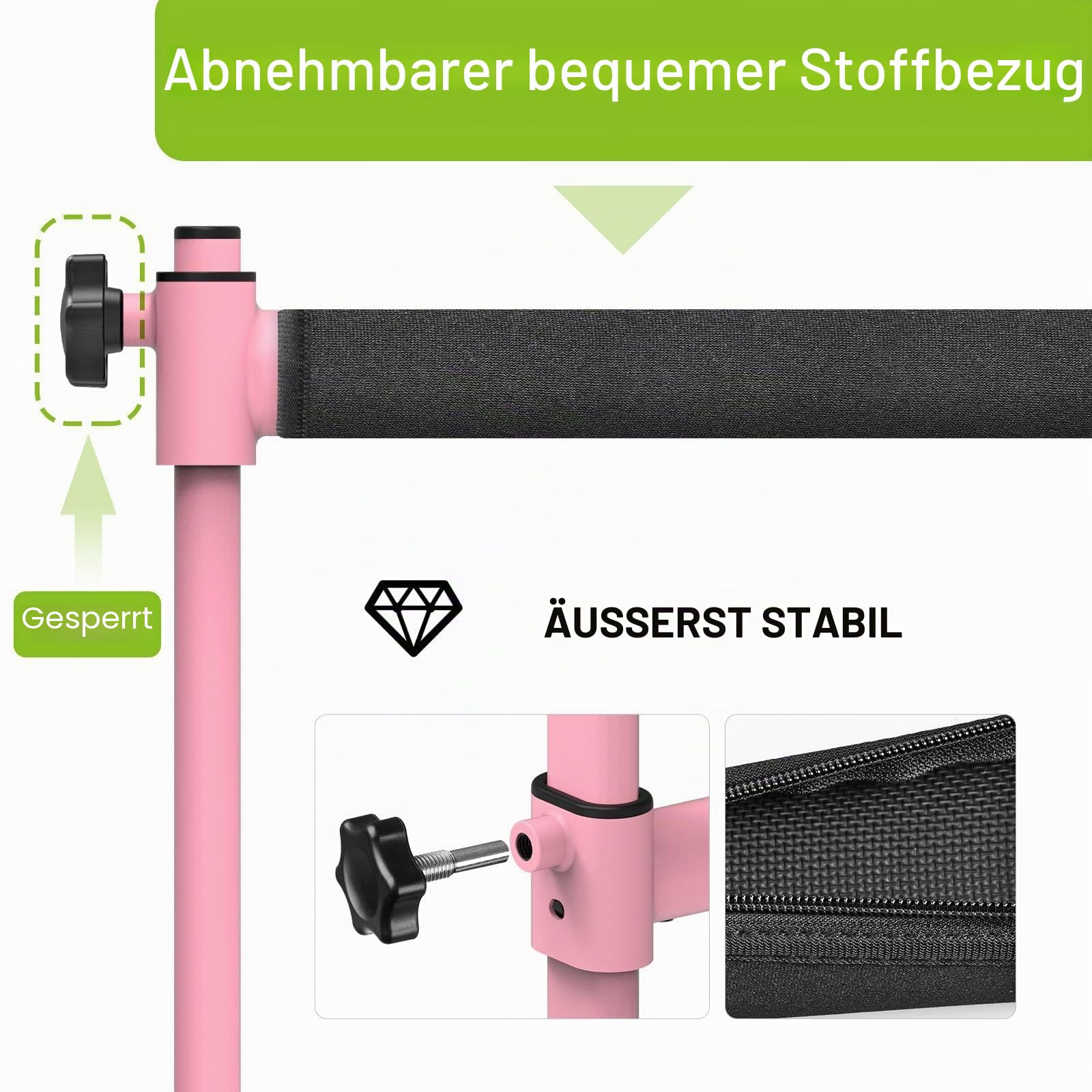Dolibest Ballettstange Freistehend, 10 Höhenverstellbare Ballet Stange Rosa Kinder Mädchen Tragbar Tanzstange Erwachsene Zuhause Mobile Boden Fitness Yoga Stretchstange