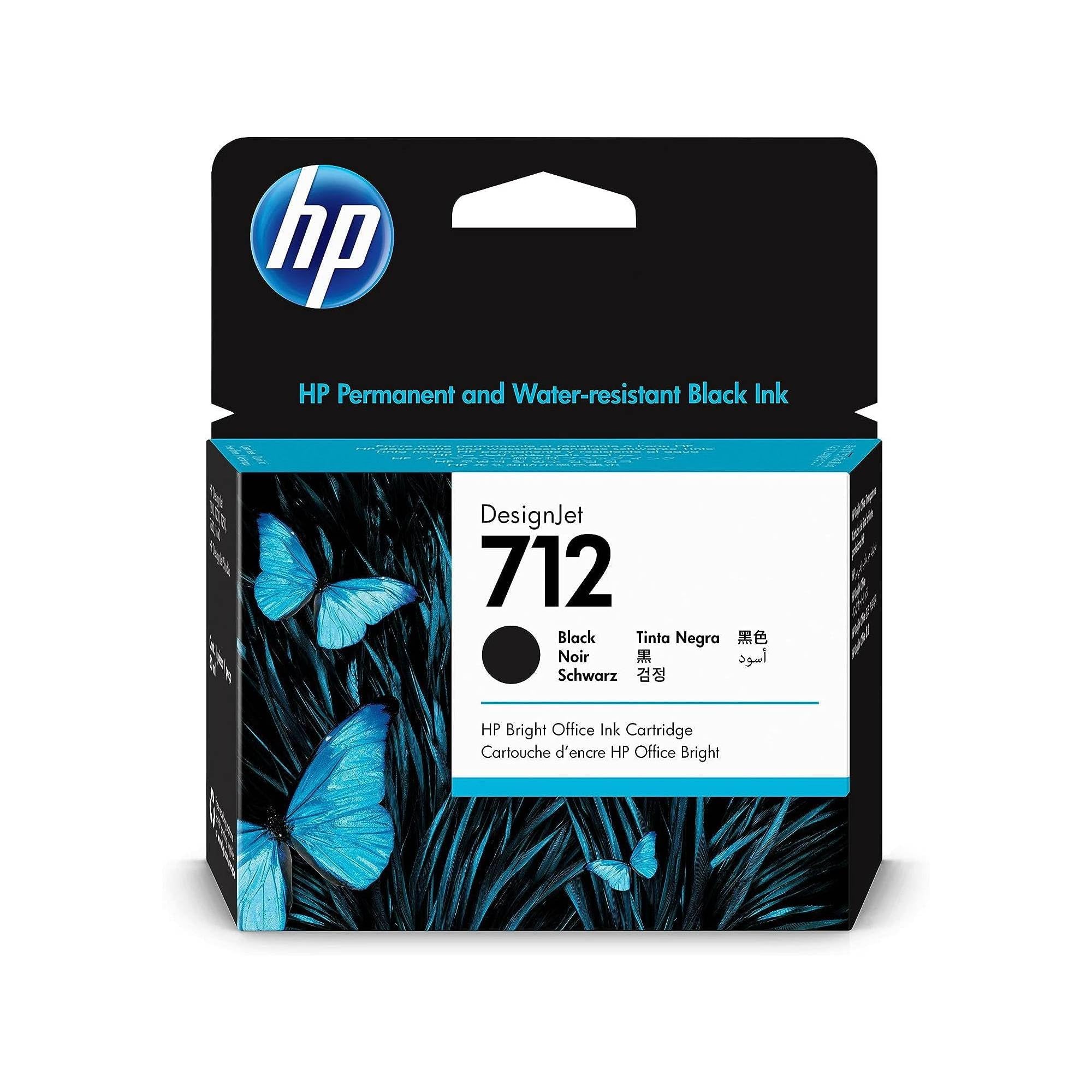 HP 712 Nero, Cartuccia Inchiostro Originale | Compatibile con HP DesignJet T650, T630, T250, T230, 80 ml (3ED71A)