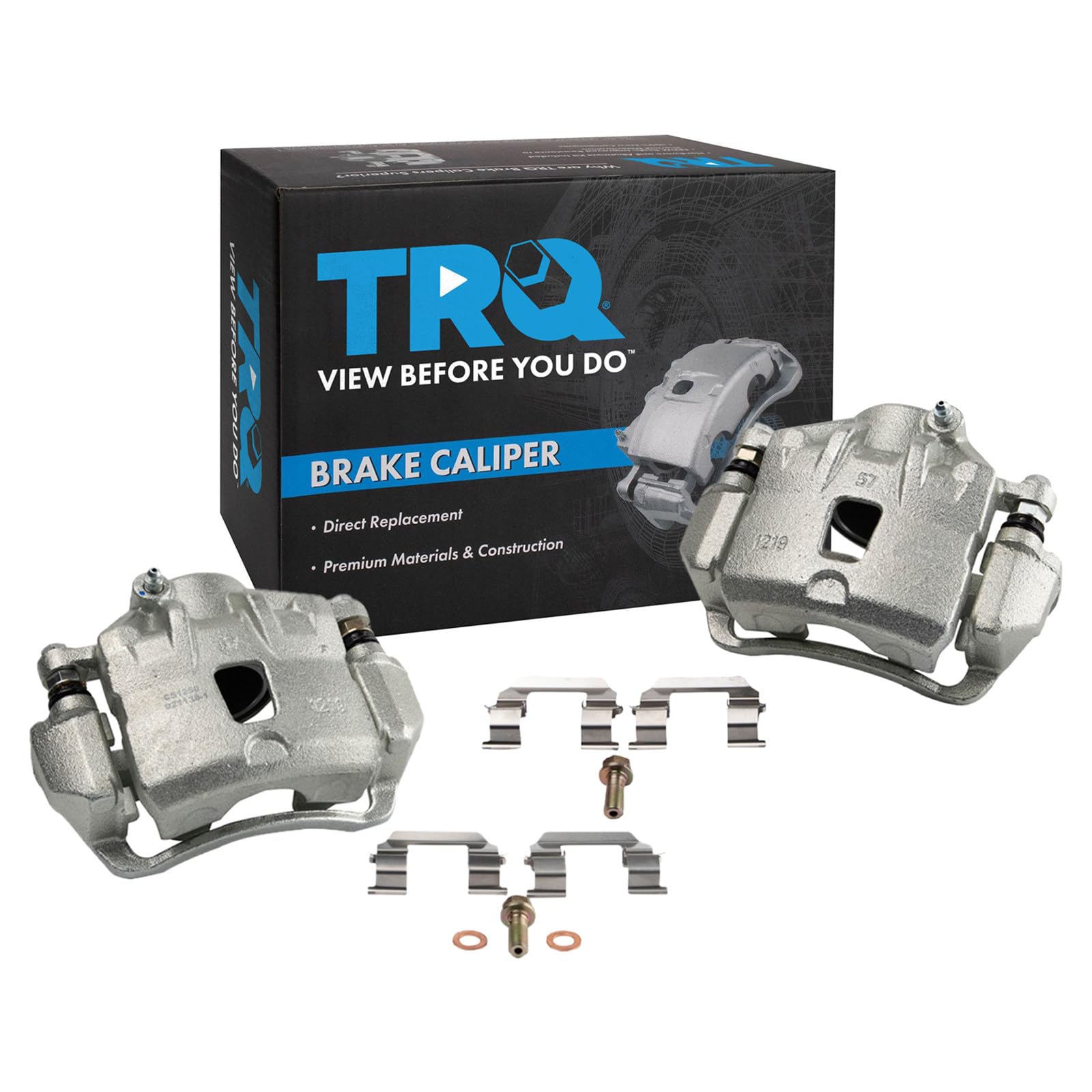 TRQ Front Brake Caliper Set Brackets Hardware Zinc Coated