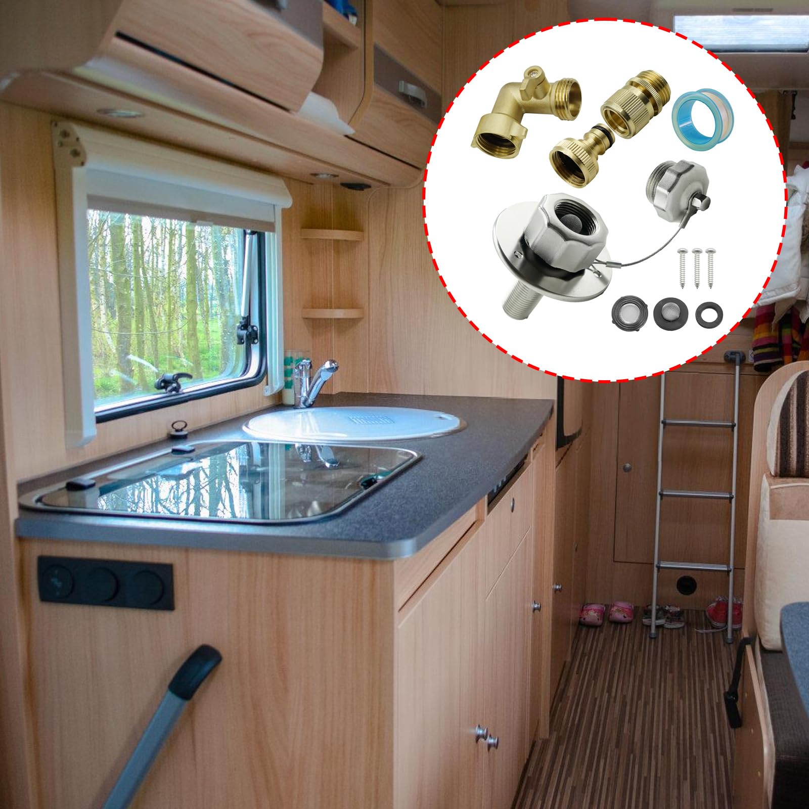 Conjunto de llenado de agua dulce a prueba de fugas con conexión rápida, diseño de acero inoxidable para vehículos de camping, juego de accesorios de entrada de agua