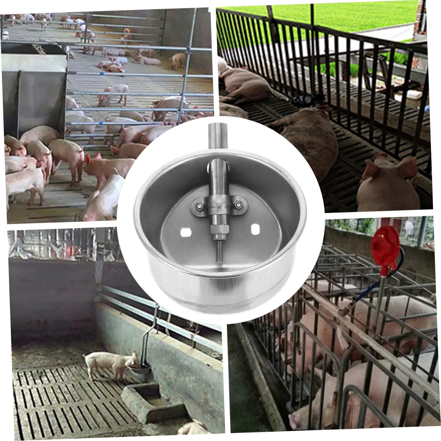 Water Bowl for Pigs Feed Horse Waterer Cups Automatic Water Fountain Stainless Stock Waterer Cats System Poultry Cup Waterer Safe Automatic Drinking Fountain Stainless Steel