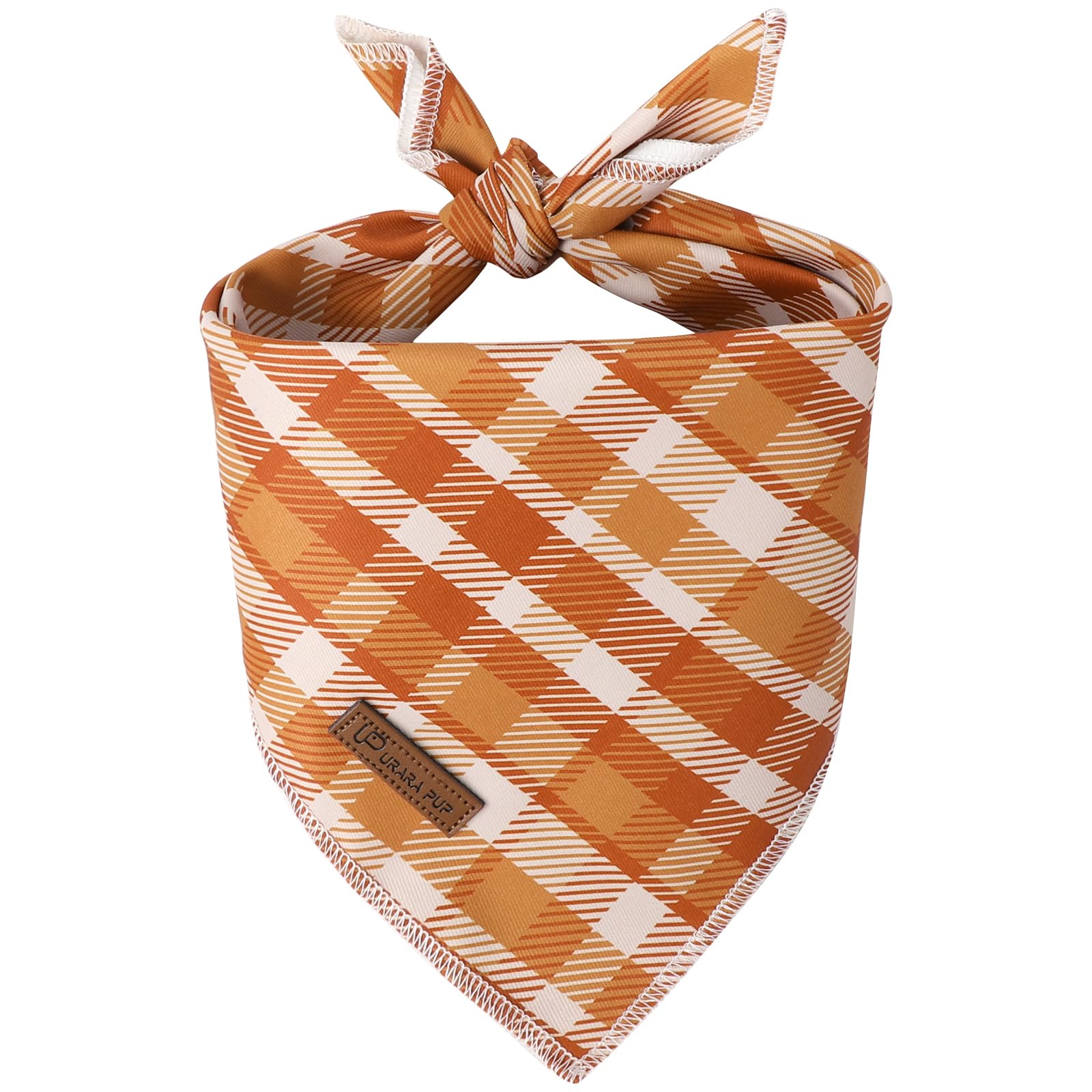 UP URARA PUP Fall Dog Bandana – Autumn Plaid Triangle Scarf for Small Medium Large Dogs, Soft Cotton Pet Bib for Halloween Thanksgiving, Adjustable Dog Kerchief for Daily Wear