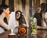 Vista 7 de Biodegradable Striped Paper Straws,Paper Drinking Straws for Party, Events and Crafts,Baby Shower Decorations 7.75 Inches, Black White Striped - 100