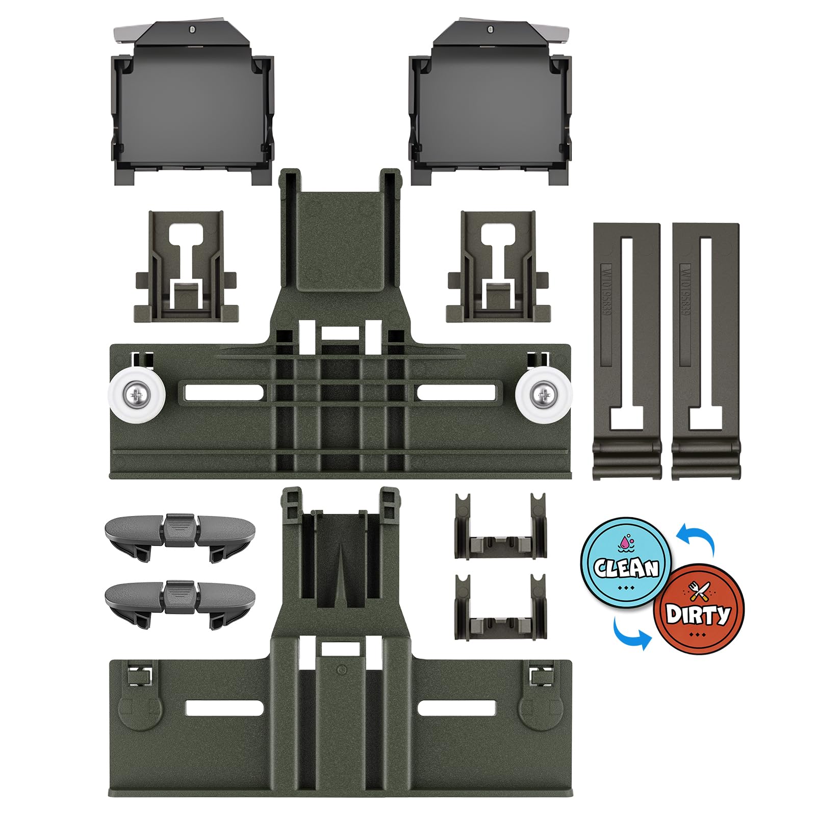 (12 Packs) Upgraded W10350375 Dishwasher Parts for Whirlpool Dishwasher Top Rack Parts WDT730PAHZ0 Upper Rack Parts With W10195372 W10195372 Dishwasher Adjuster Housing,For Kenmore Dishwasher Parts