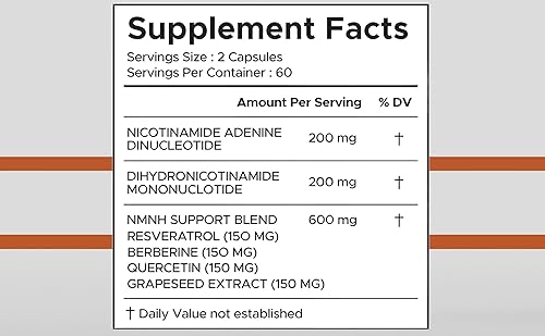 Miniatura 4 de NMNH 1000mg - Alternativa avanzada de NMN con NAD+, resveratrol, berberina, quercetina y semilla de uva - Aumenta la energía, la concentración
