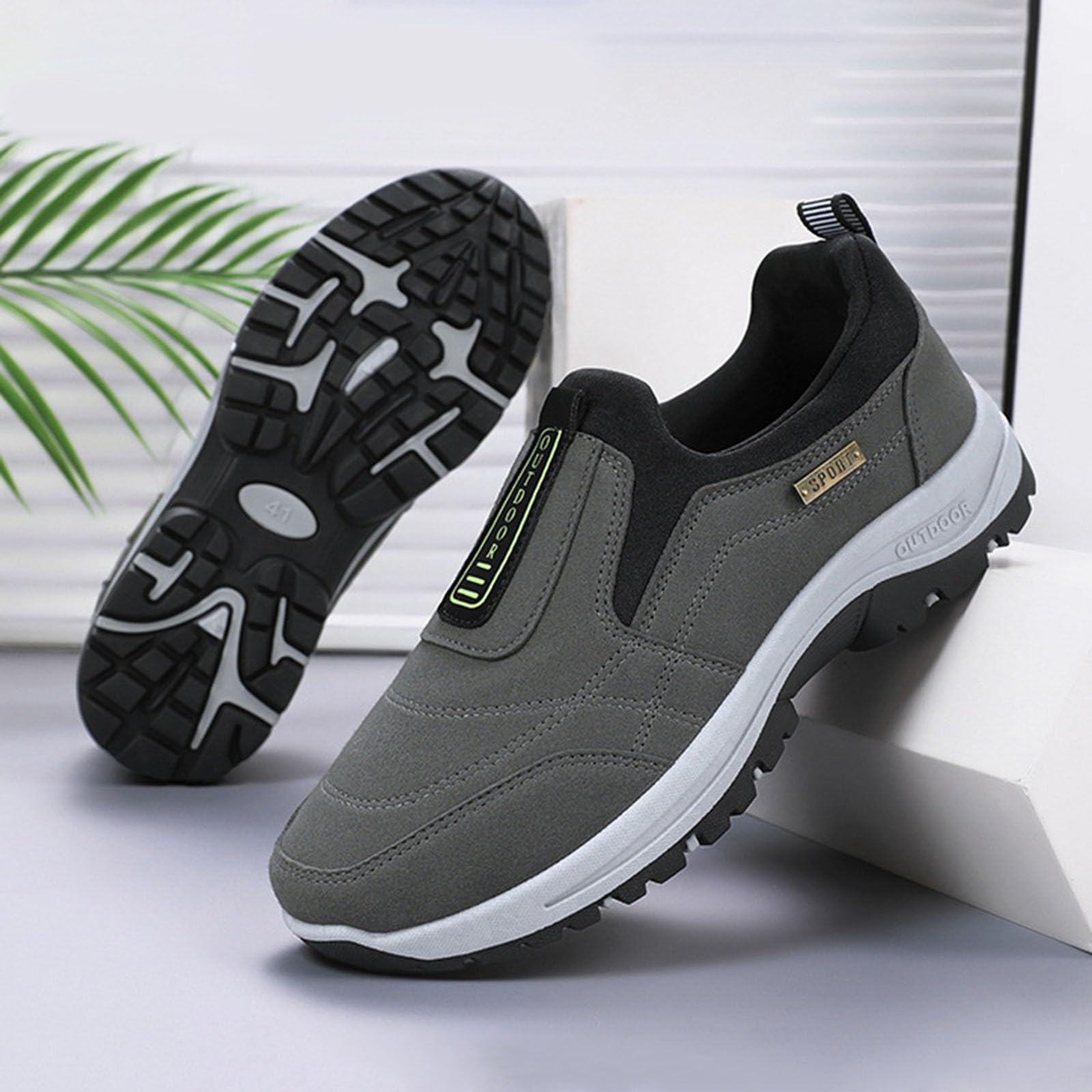 Zapatos para Caminar para Hombre, Zapatillas de Senderismo al Aire Libre, Zapatos de Senderismo sin Cordones para Hombre, Zapatos Ortopédicos, Zapatos Ligeros para el Trabajo