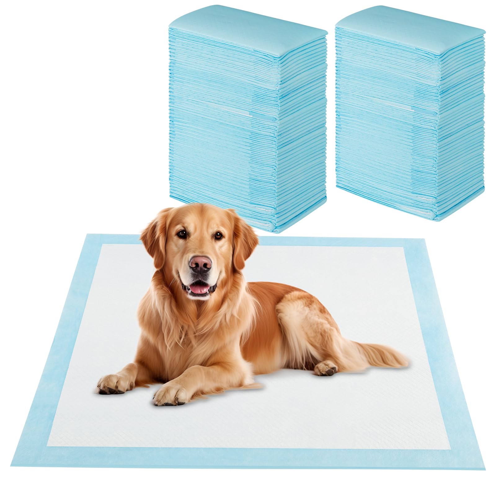 COSTWAY Puppy Training Pads, 100/150/300 Packs, Super Absorbent & Leakproof Dog Cat Pee Pad with Multi-Layer Design, Disposable Pet Floor Toilet Mats (90x90CM 100 Pack)