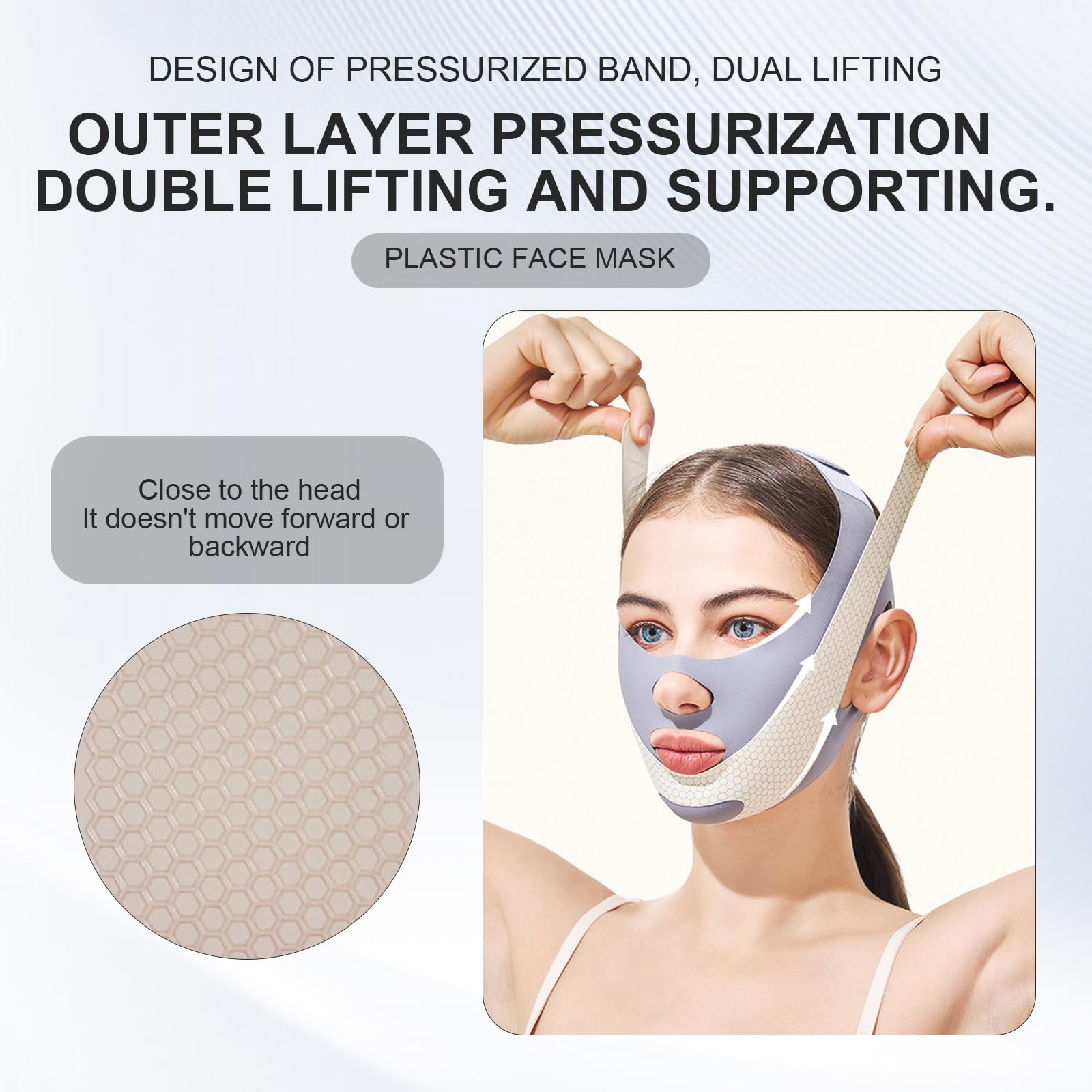 Chin Strap for Double Chin V Line Face Lifting Chin Mask Chin Strap with 2 Gel Mask Reusable Double Chin Lift Mask Breathable and Comfortable Used to Enhance the Jawline for Women Men - Image 2