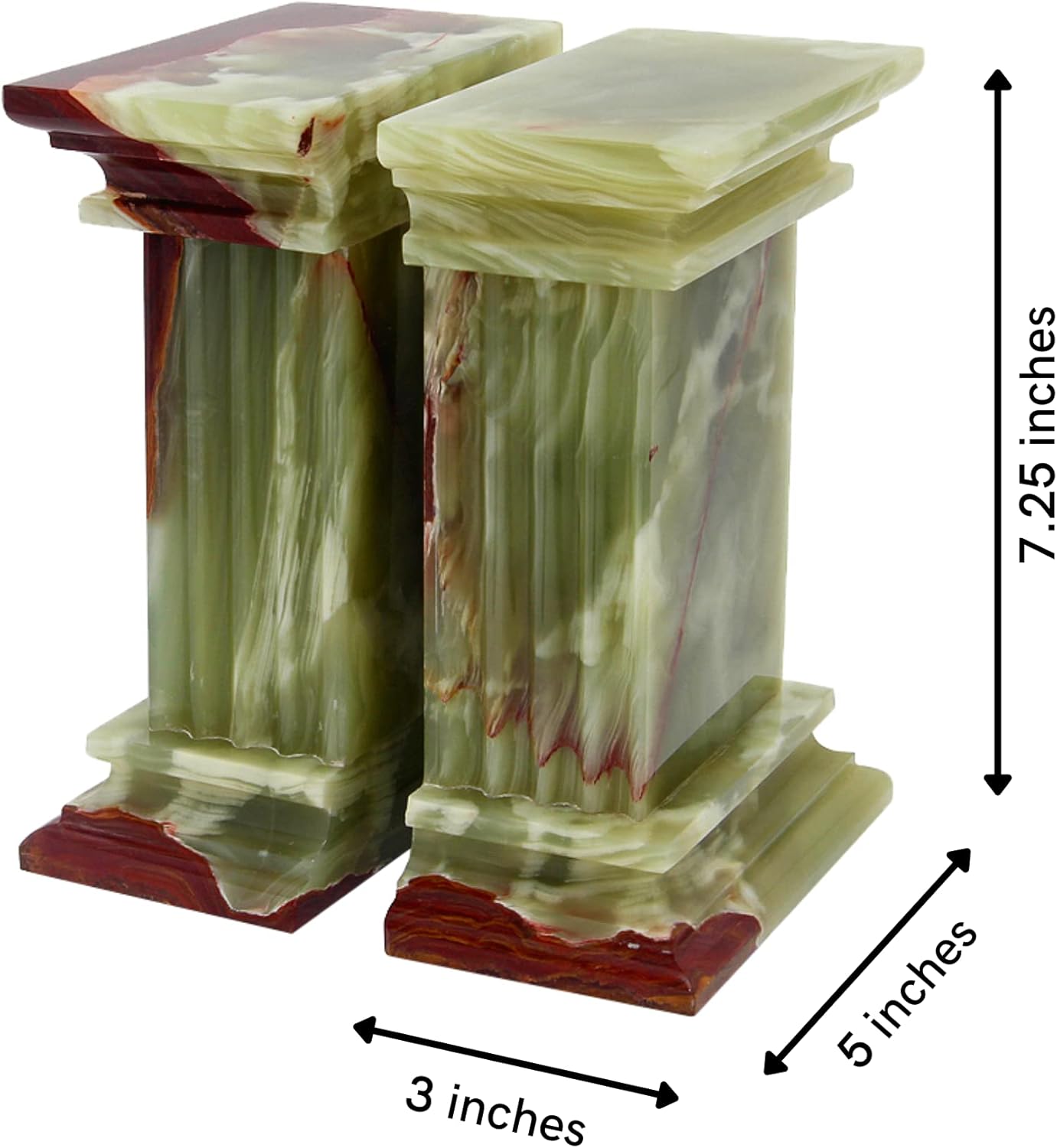 Modern Fluted Column Marble Bookends – Hand Carved, Polished Stone Bookends w/Non Slip Rubber Pads – Lightweight & Compact Decorative Bookends - Versatile, Luxury Book Organizer for Shelf & More