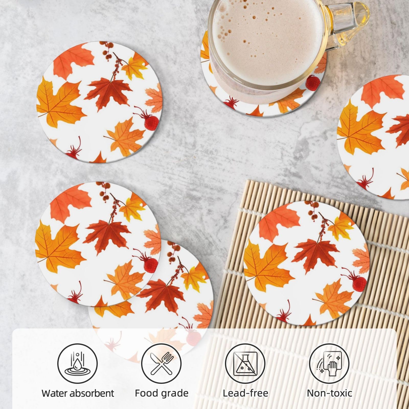 Sottobicchieri Autunnali A Forma Di Zucca, Set Da 4, 12 Cm, Lavorati A