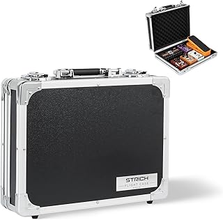 STRICH Guitar Pedal Case MINI+14, 14.96" x 11.02" x 3.94" Aluminum Locking Effect Pedal Case with Mounting Tape, Compatible with Single Pedals & Multi-Effects