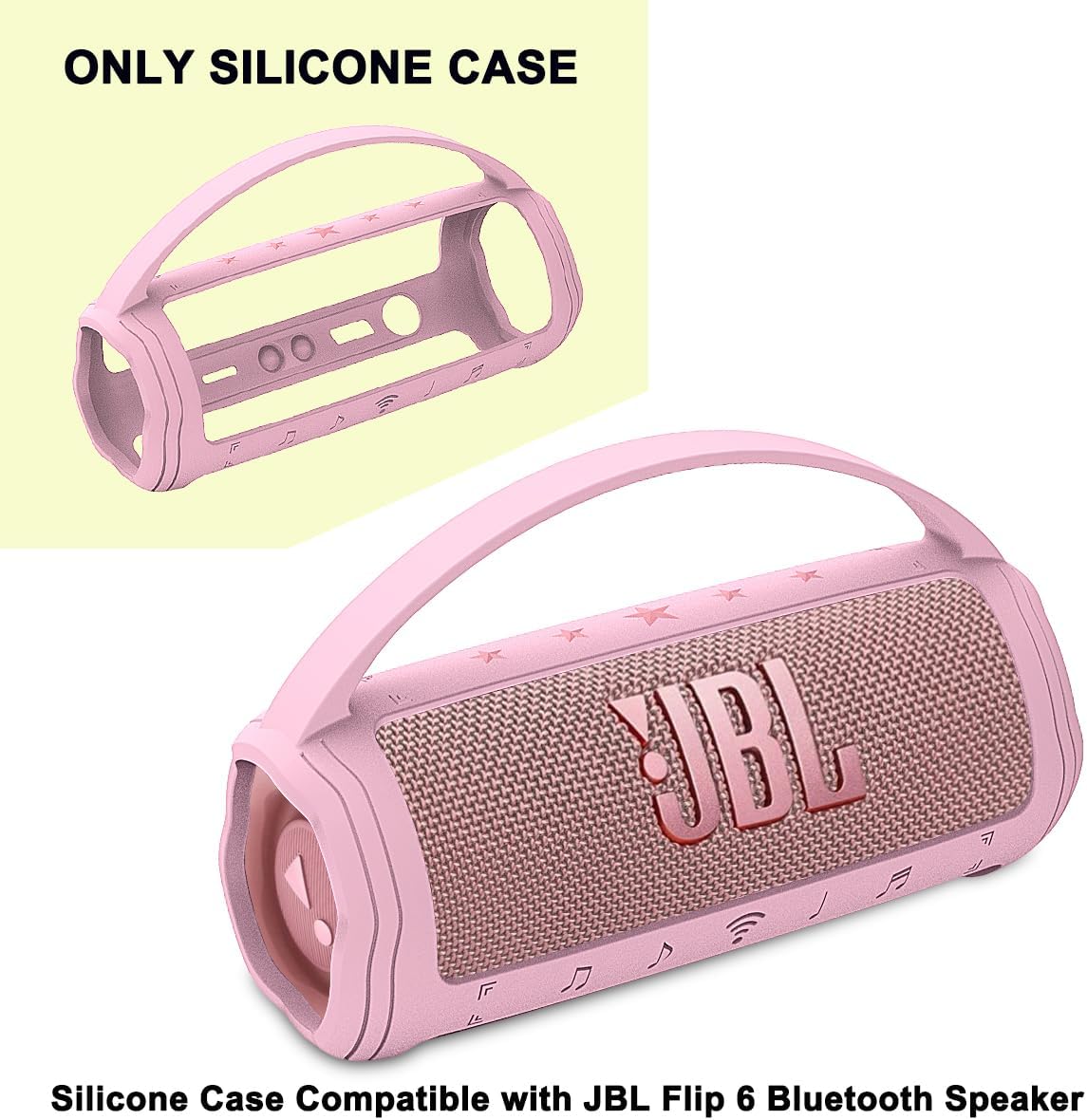 JCHPINE Silicone Cover Case for JBL Flip 6 Portable Bluetooth Speaker, Protective Carrying Holder for JBL Flip 6 Speaker Accessories (Pink Case) - Image 2