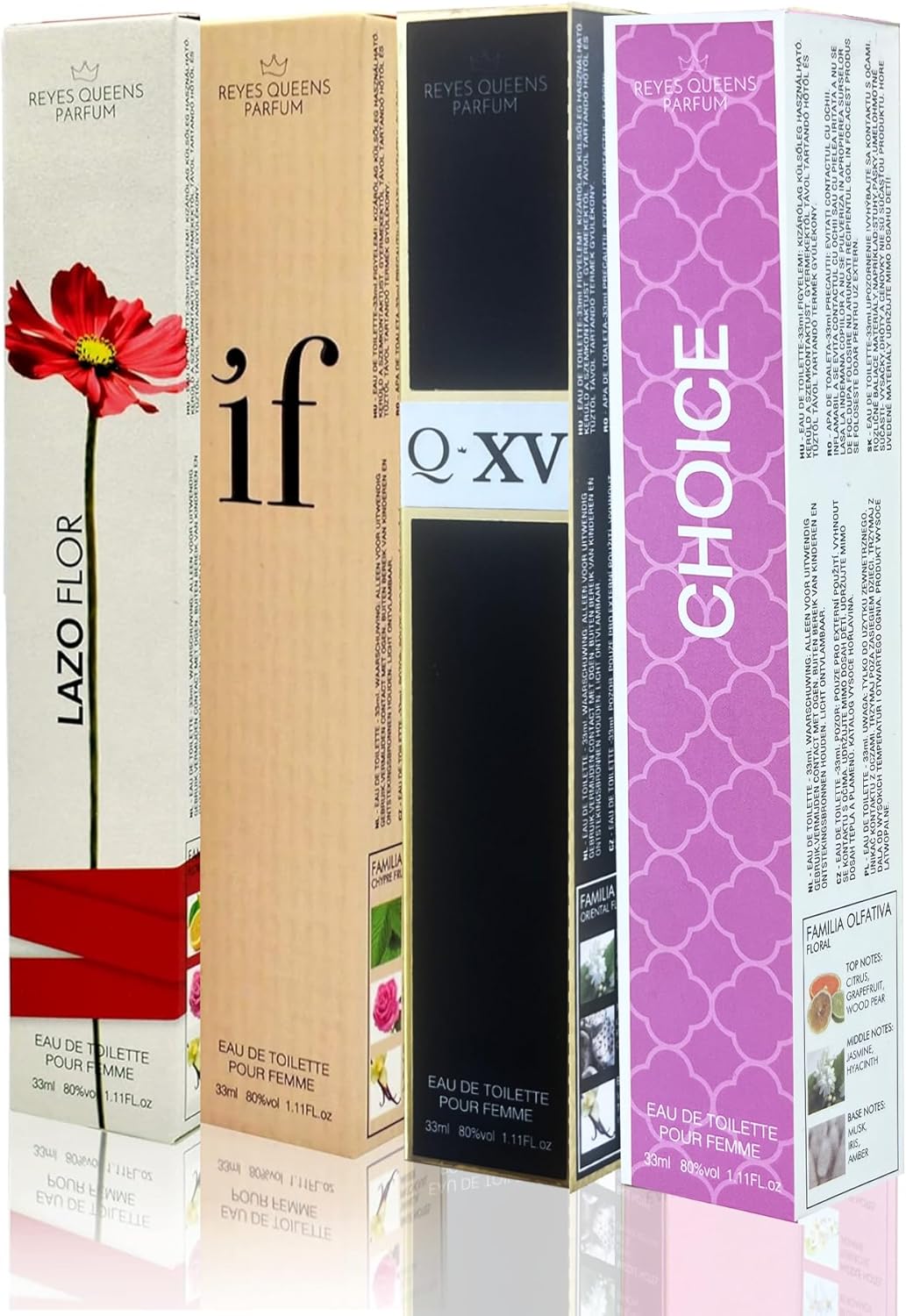 Set van 4 Parfums voor Dames, 33 ml Keulen voor Tas, Meisjesgeur voor Reizen, Afspraakjes, Winkelen, Feest