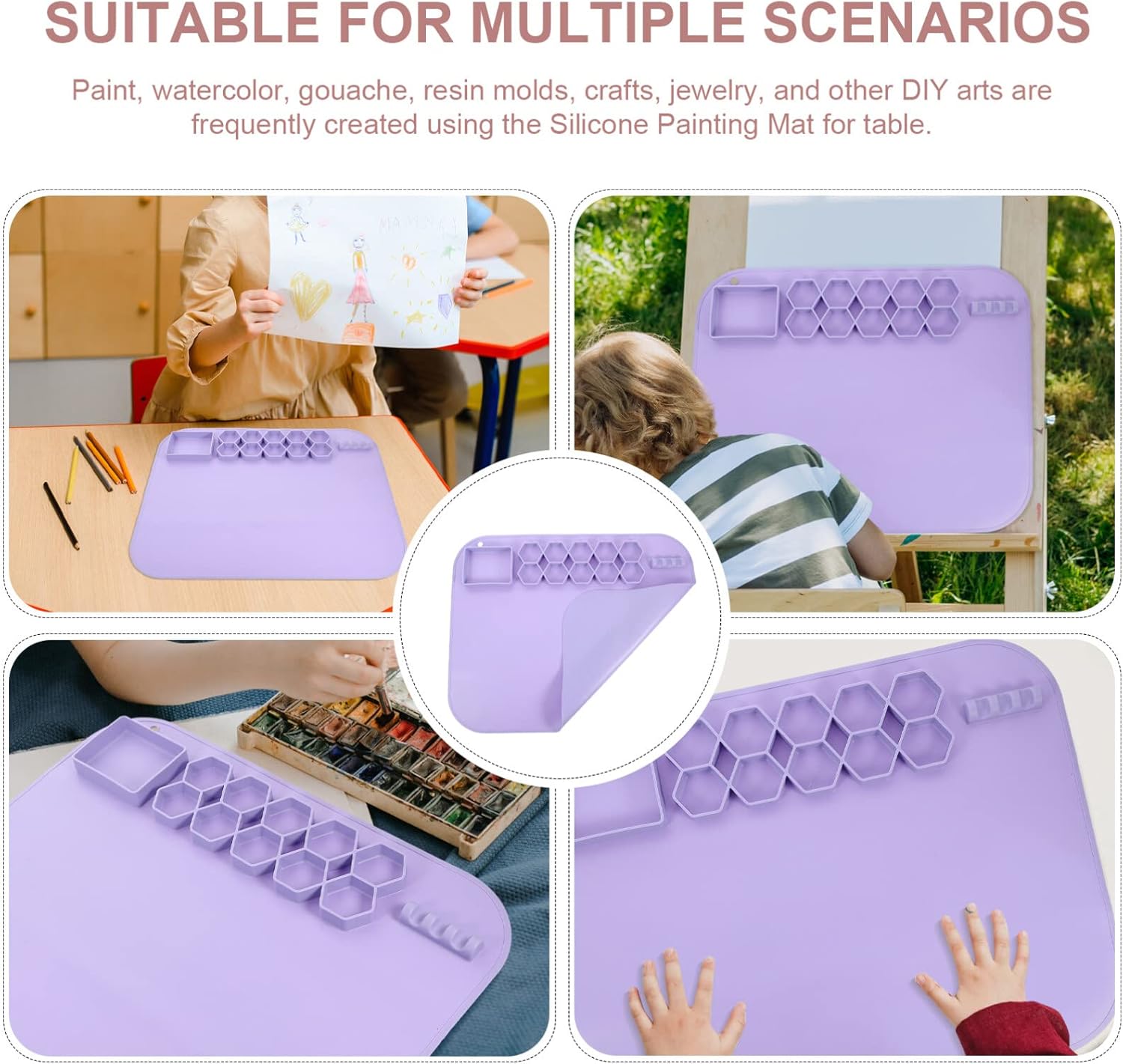 EXCEART Silicone Craft Mat Non-Stick Painting Mat for Boys and Girls Art Projects Washable Erasable Silicone for Crafts Table Protector for Easy Cleanup