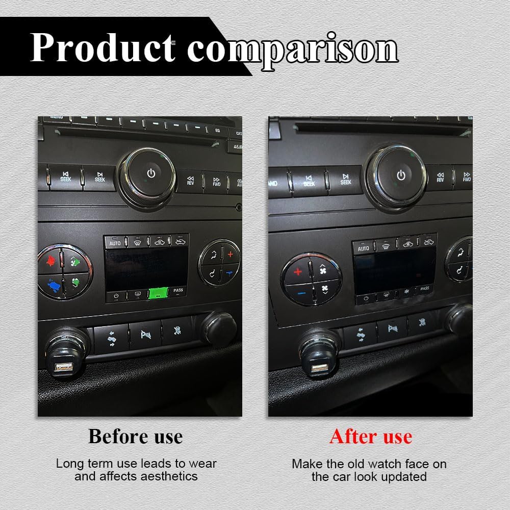 2PCS AC Dash Button Repair Kit, Automotive Dash Gauge Accents, Replacement AC Dash Button Sticker Repair Kit, Car SUV Accessories Automotive Decals for Fixing Ruined Faded A/C Control Buttons (2PCS)