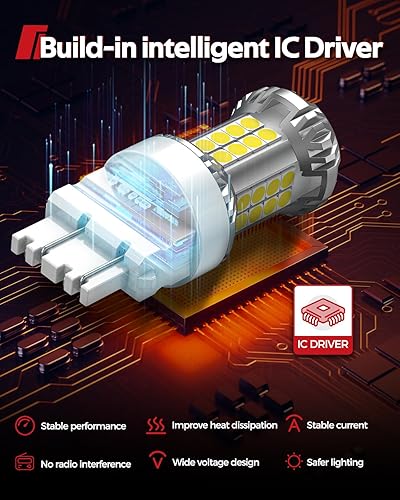 Miniatura 13 de Torchbeam 3157 Bombillas LED ámbar con resistencia externa para luces direccionales, 600% más brillantes 3156 3056 3356 3057 4157 3457 4156